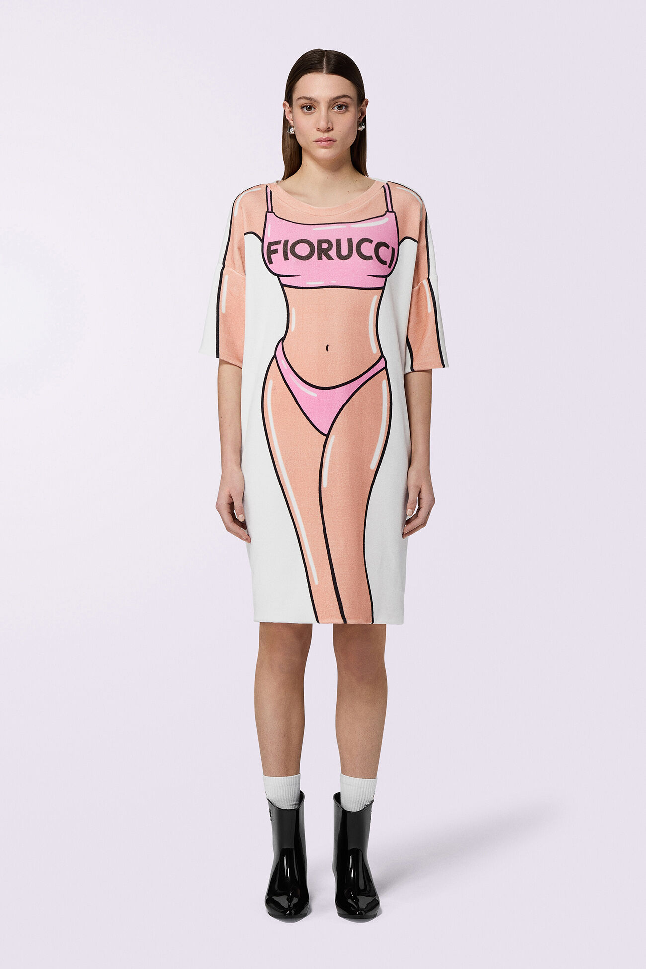 Bikini Print Velour Mini T-Dress Multi