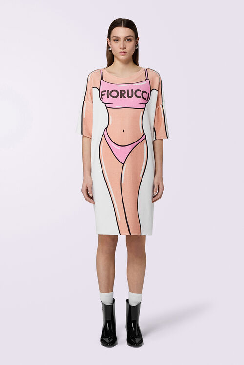 Bikini Print Velour Mini T-Dress Multi