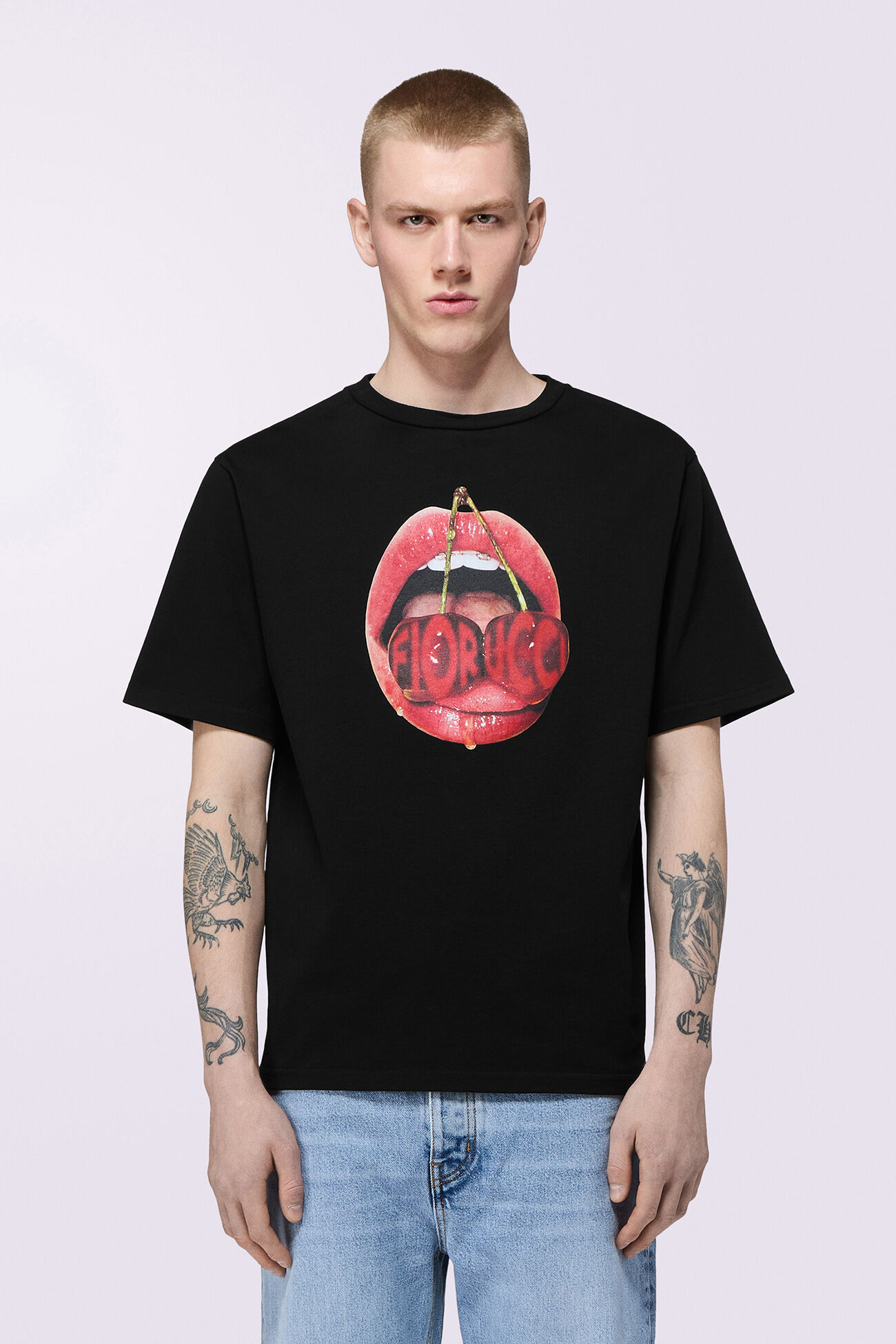 Cherry Mouth Graphic T-Shirt Black