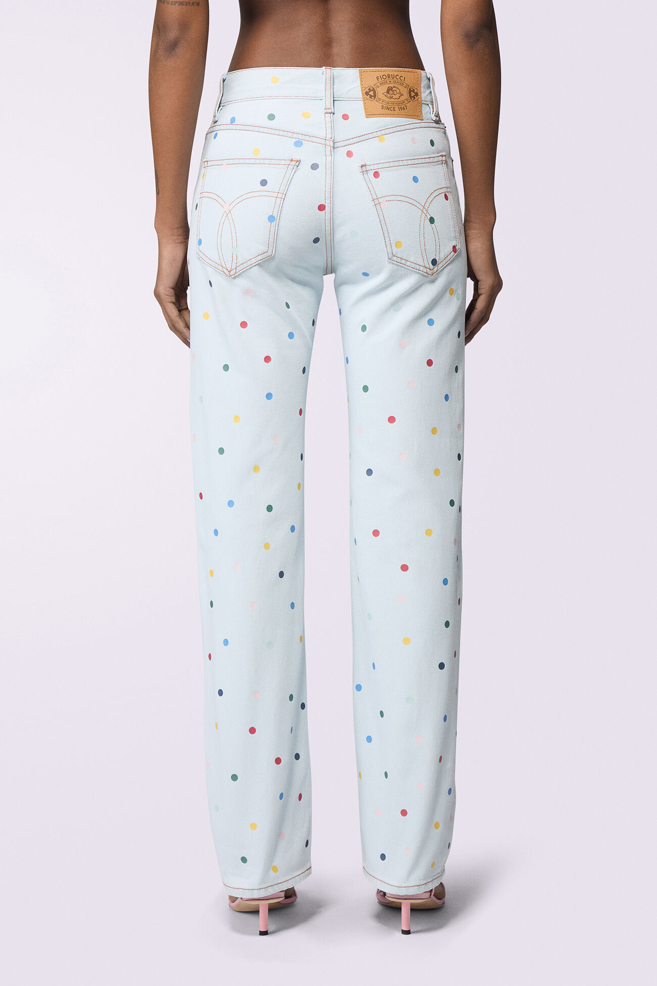 Unisex Confetti Straight Fit Jeans Bleach Blue