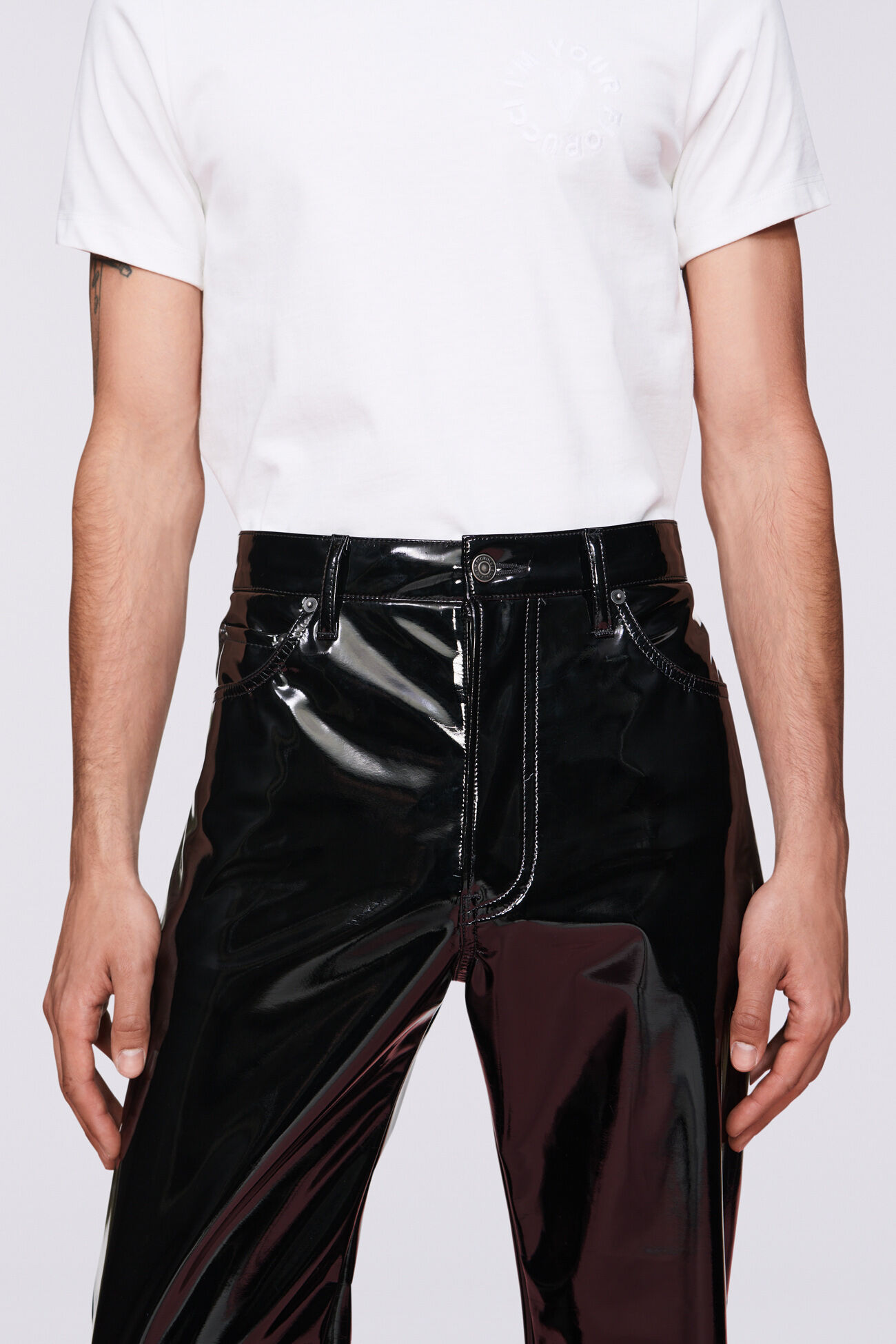 Unisex Straight Fit Vinyl Trousers Black