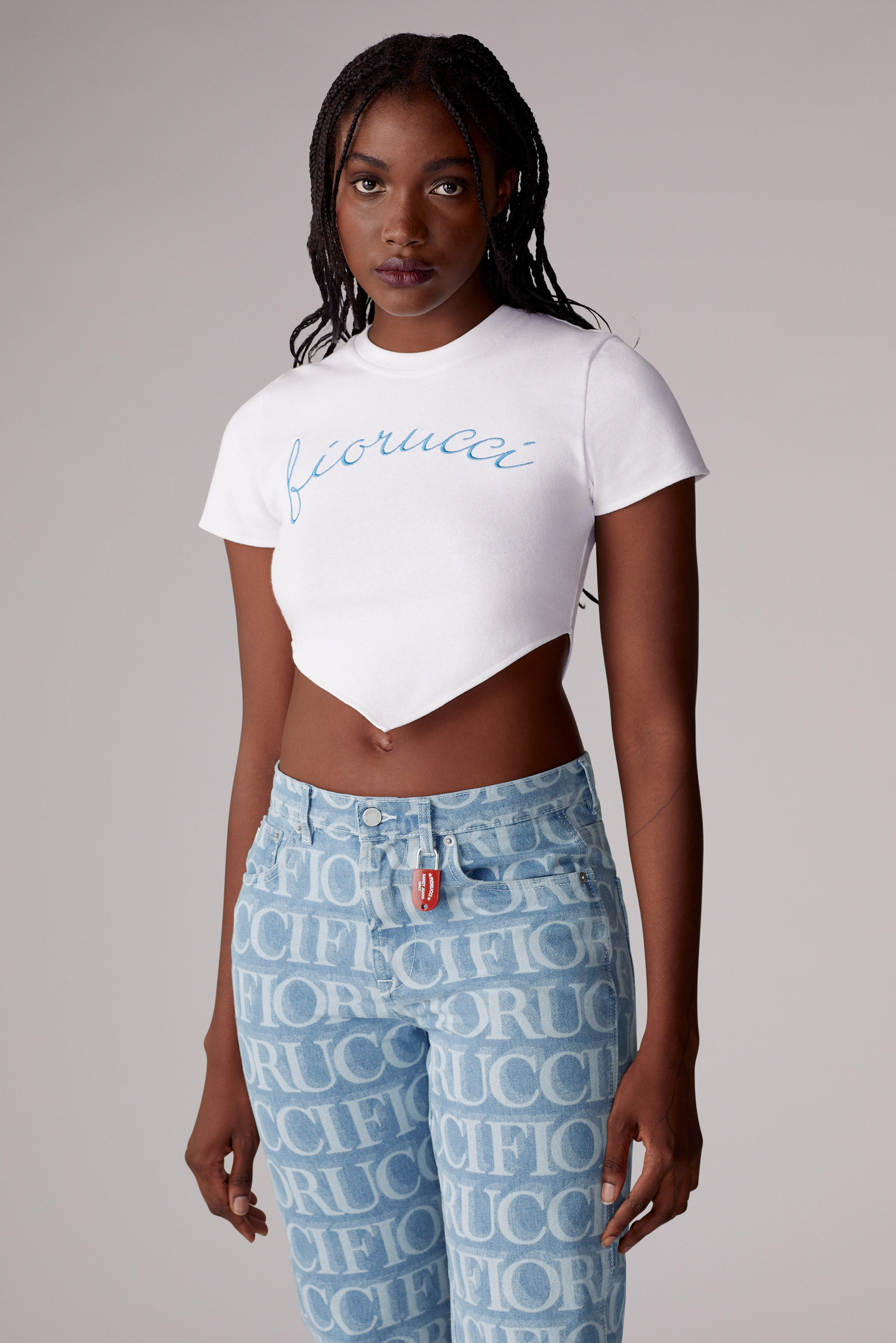 Embroidered Logo Crop Top White