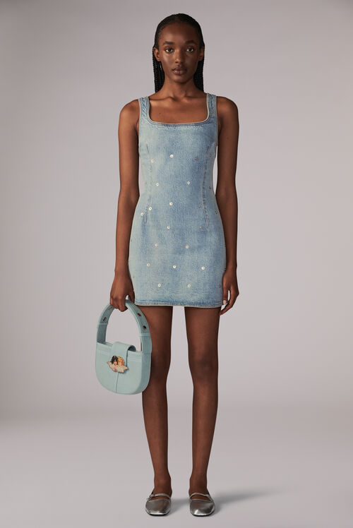 Rivet Denim Mini Dress Blue