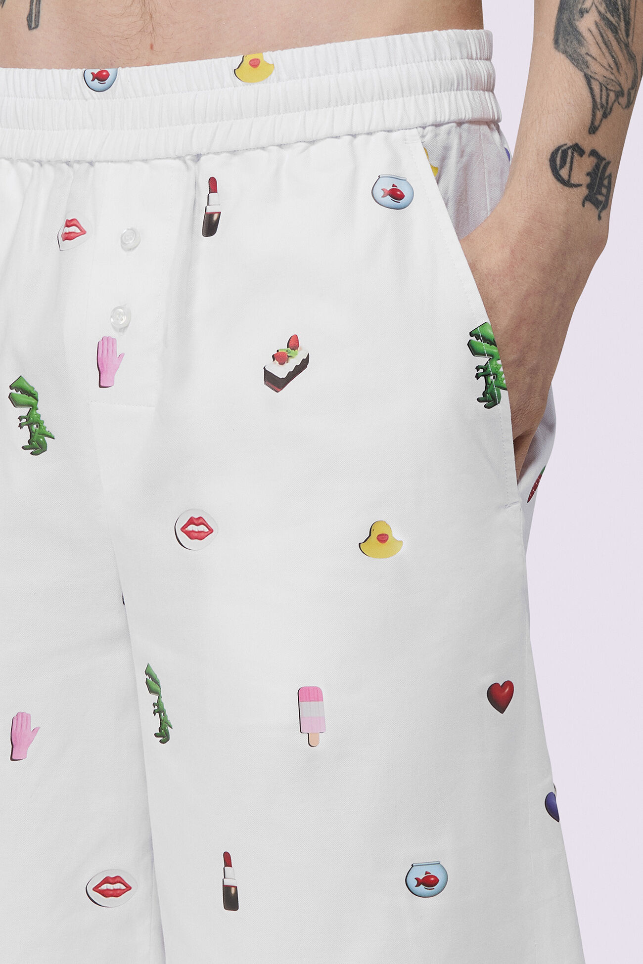 Charm Print Shorts White