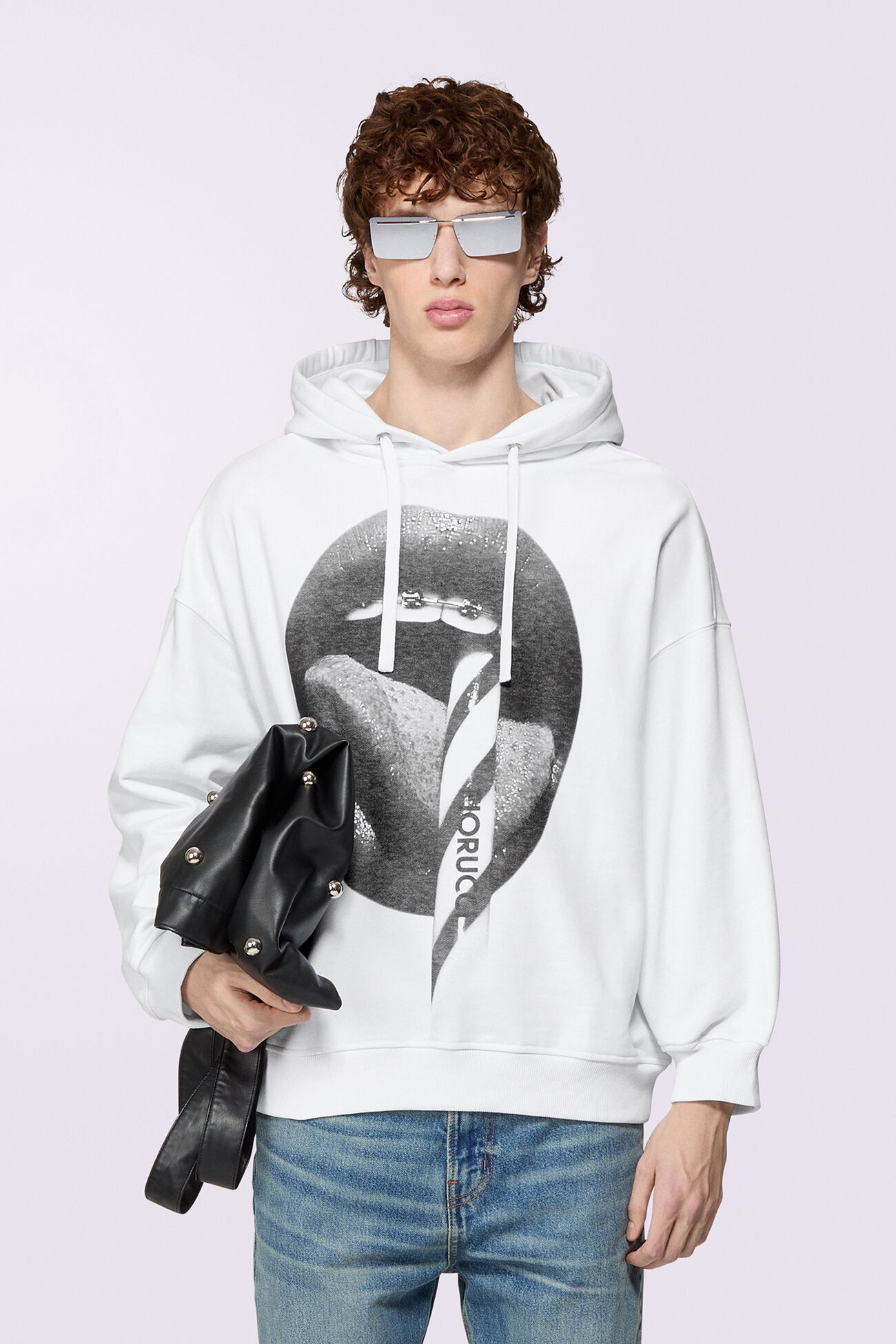 Unisex Mouth Graphic Hoodie White