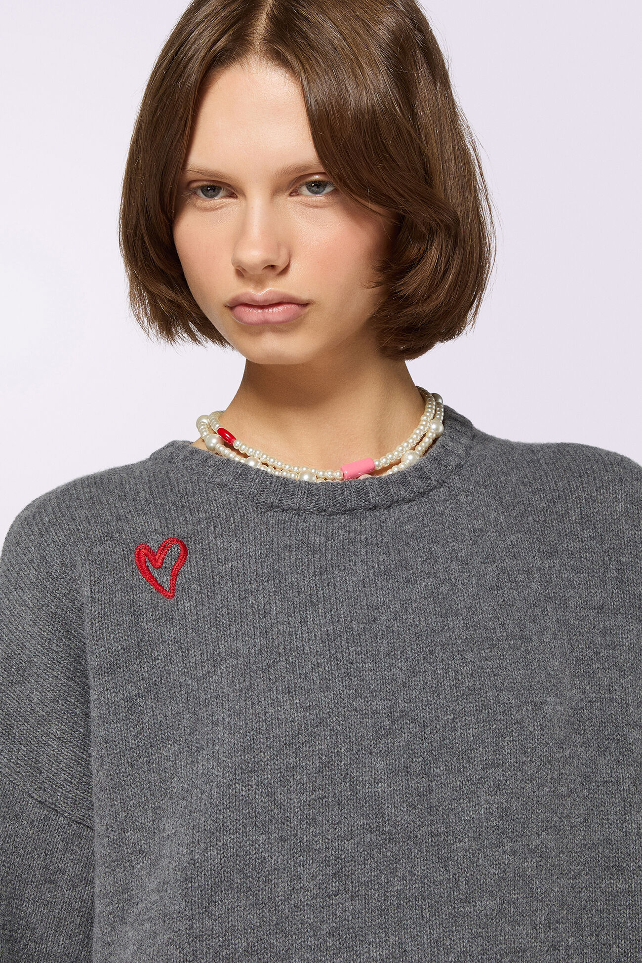 Cupid Patch Knit Jumper Grey