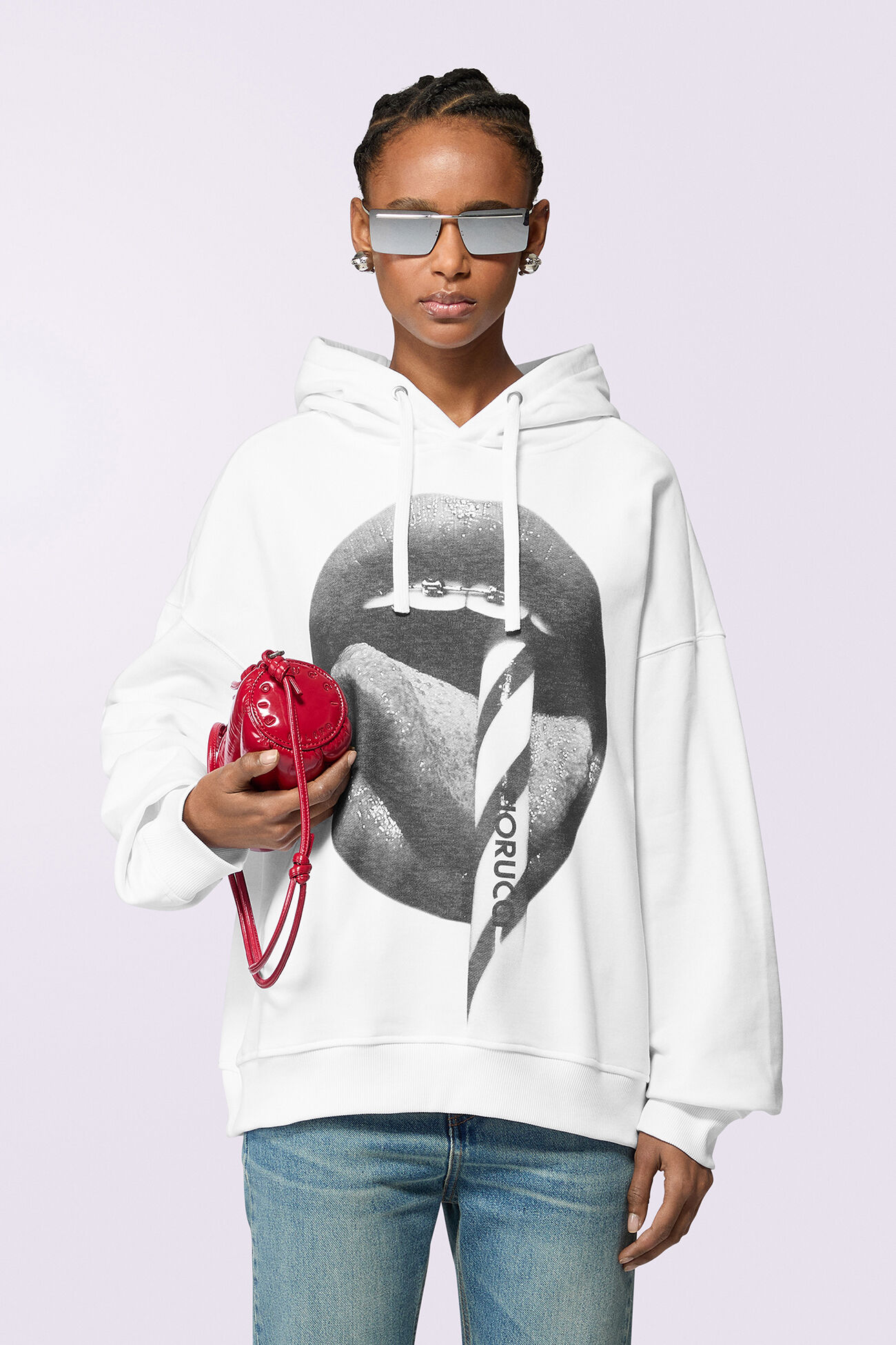 Unisex Mouth Graphic Hoodie White