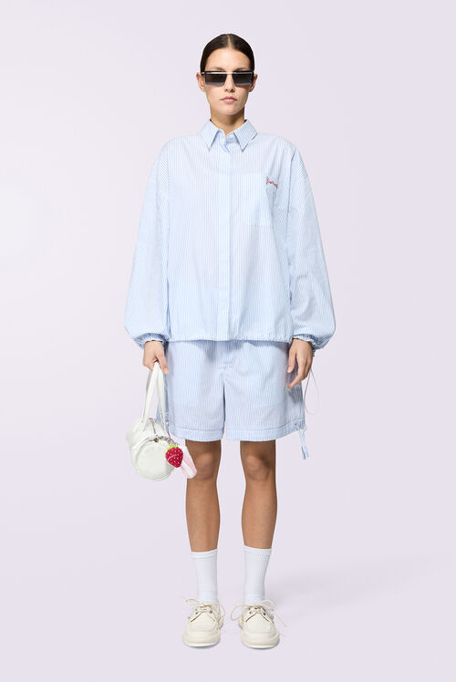 Embroidered Stripe Shirt Blue