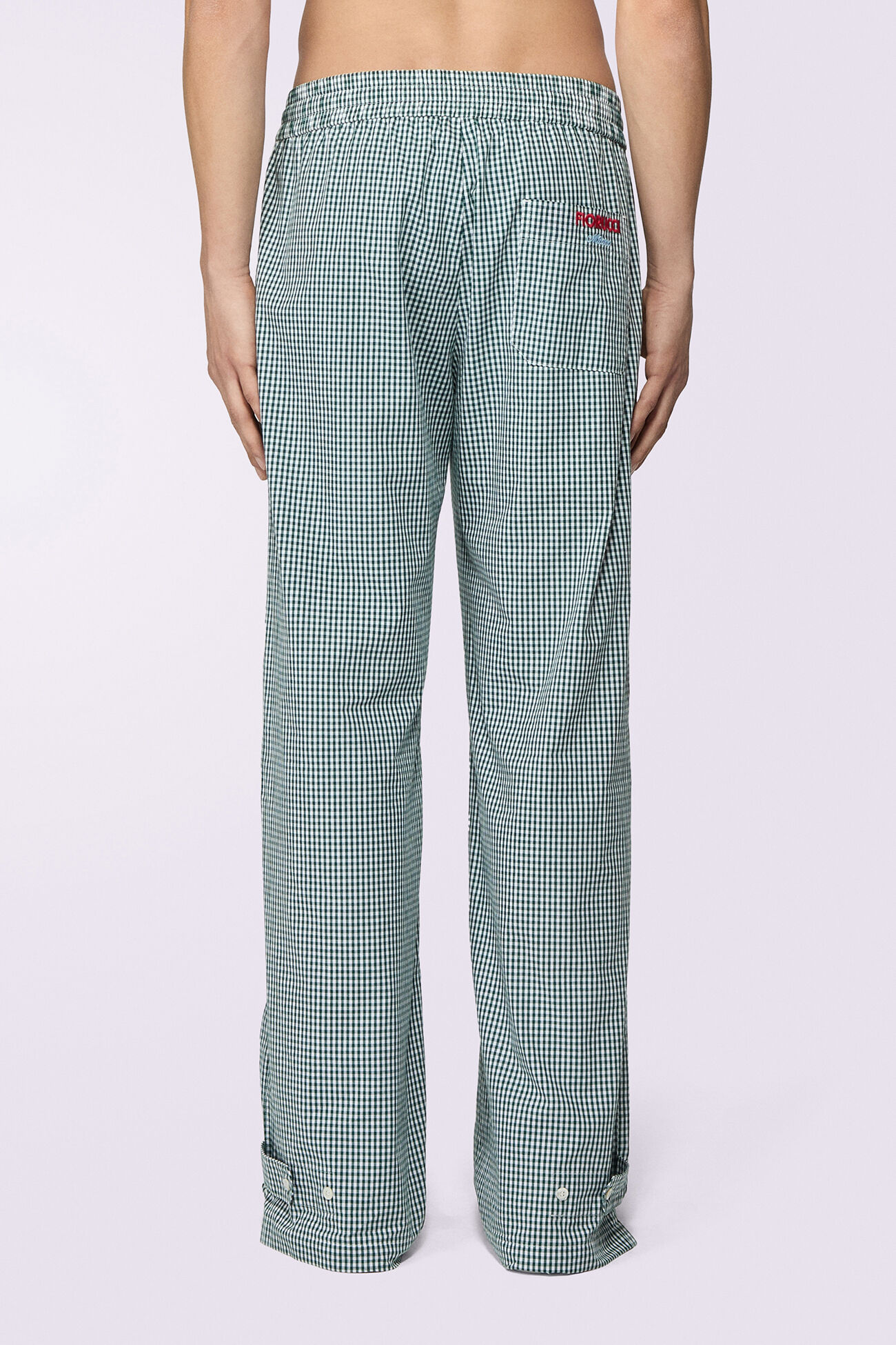 Gingham Logo Trousers Green