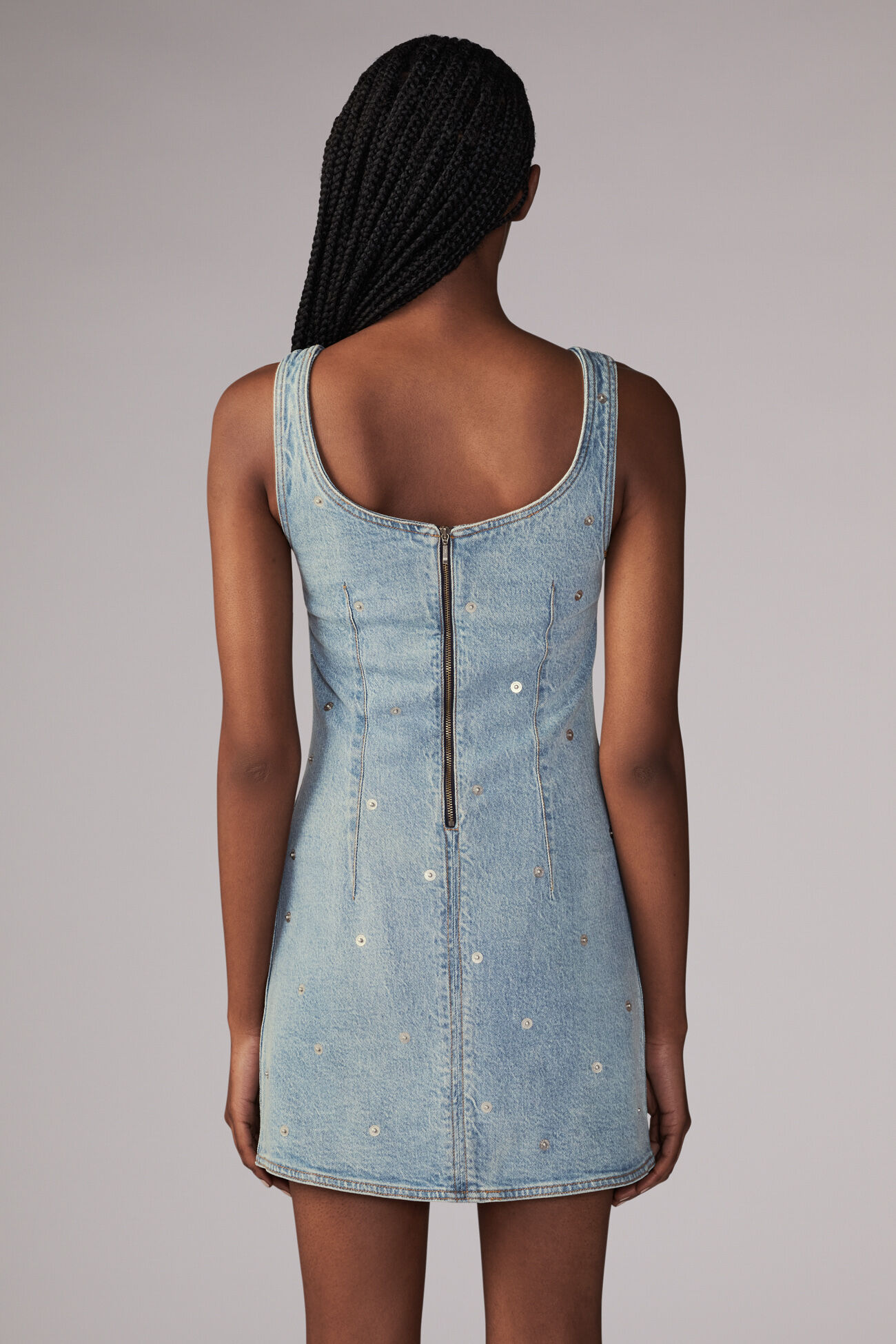 Rivet Denim Mini Dress Blue