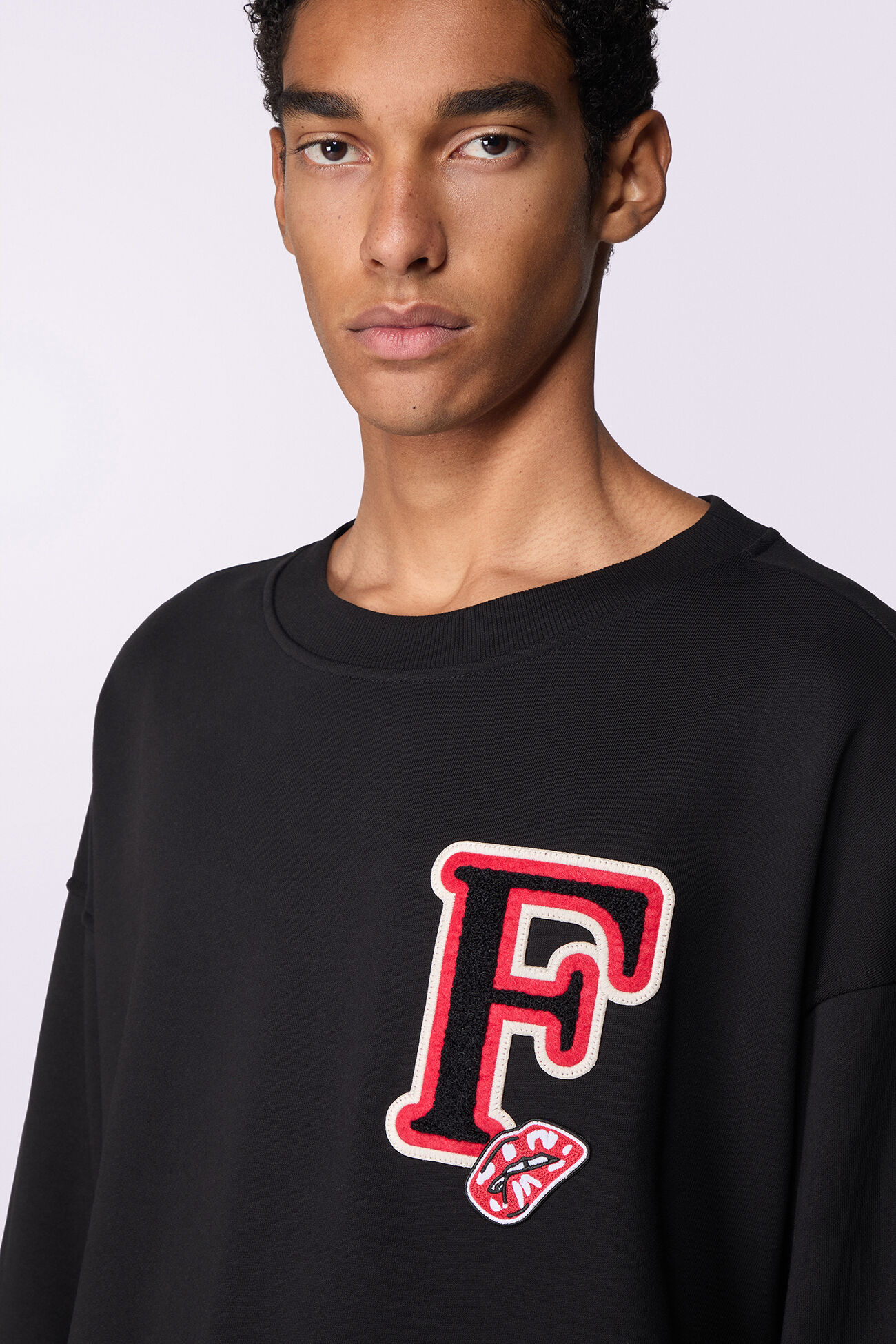 Unisex Varsity Patch Sweatshirt Black
