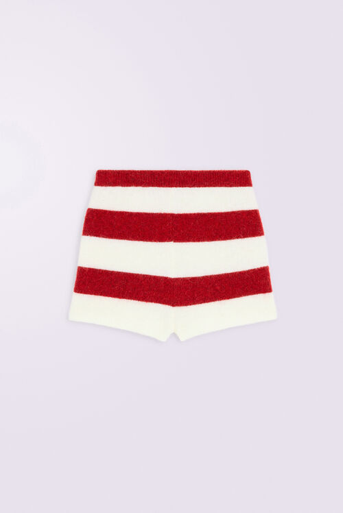 Stripe Knit Shorts Red