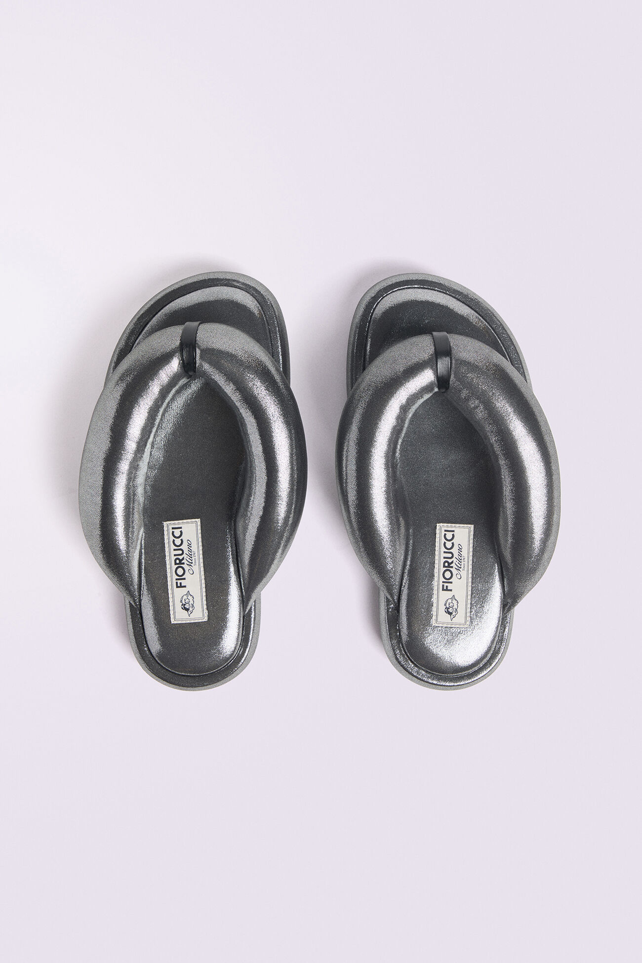 Metallic Fluff Flops Silver