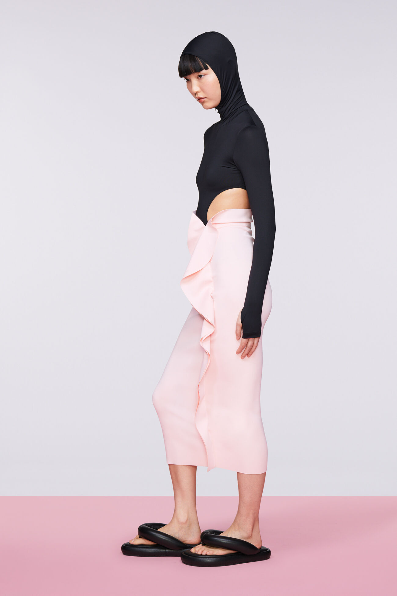 Ruffle Midi Skirt Pink