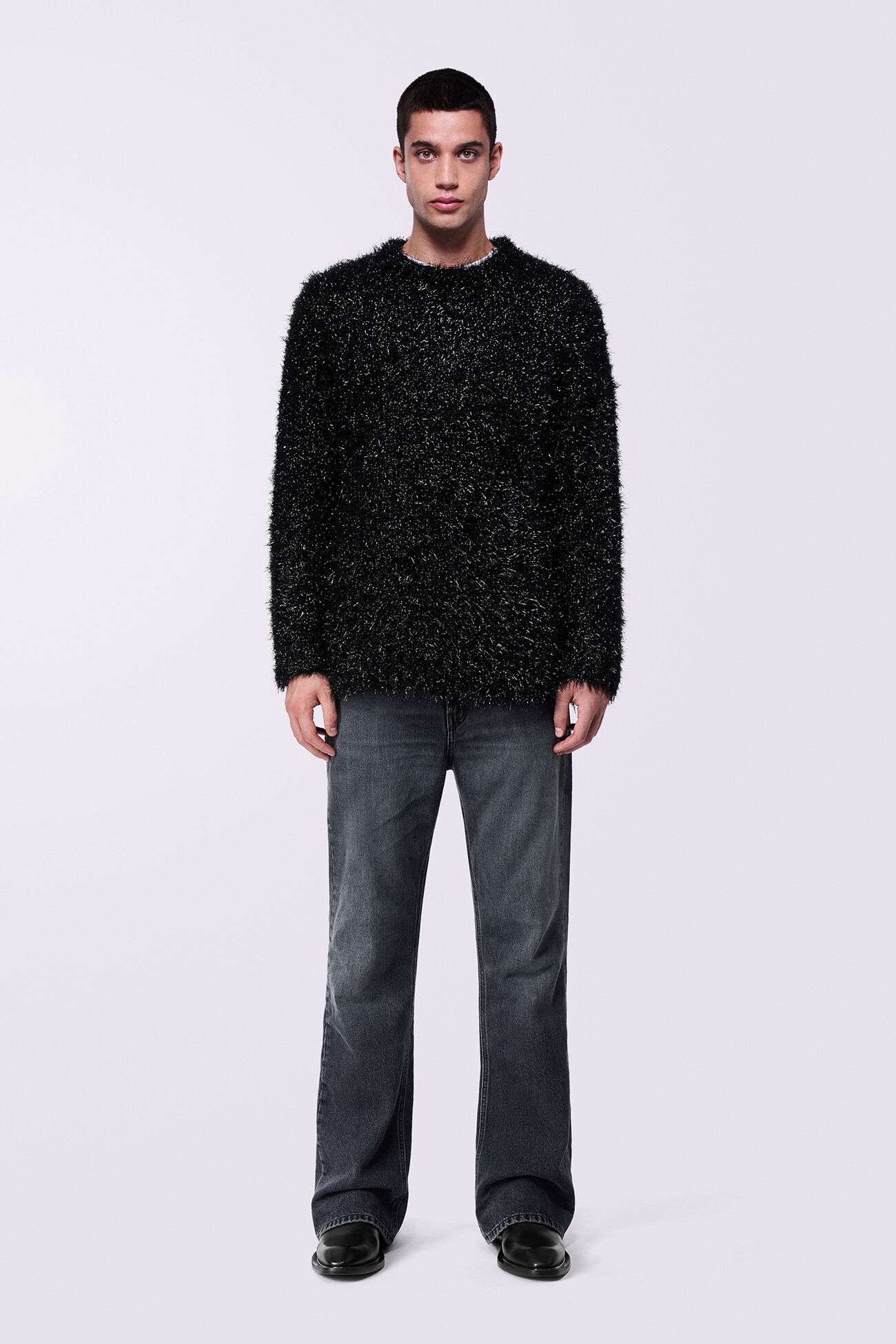 Unisex Metallic Knit Jumper Black