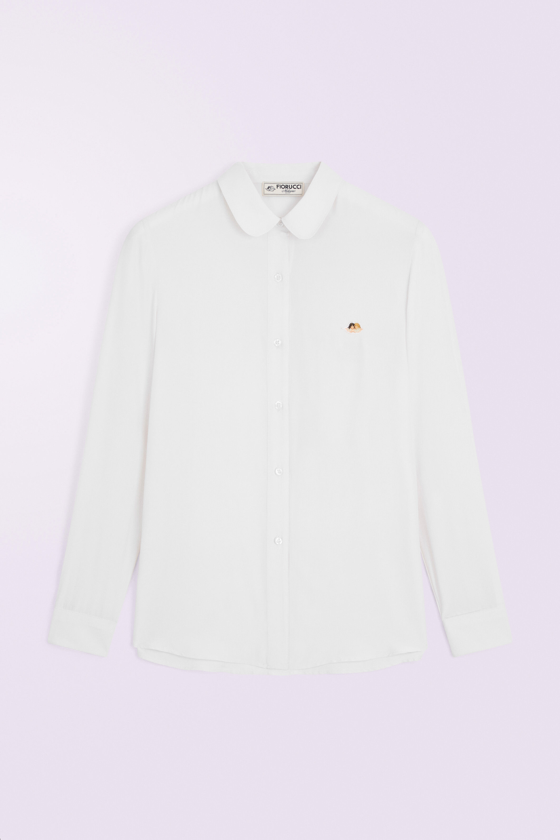 Angels Patch Crepe de Chine Shirt White