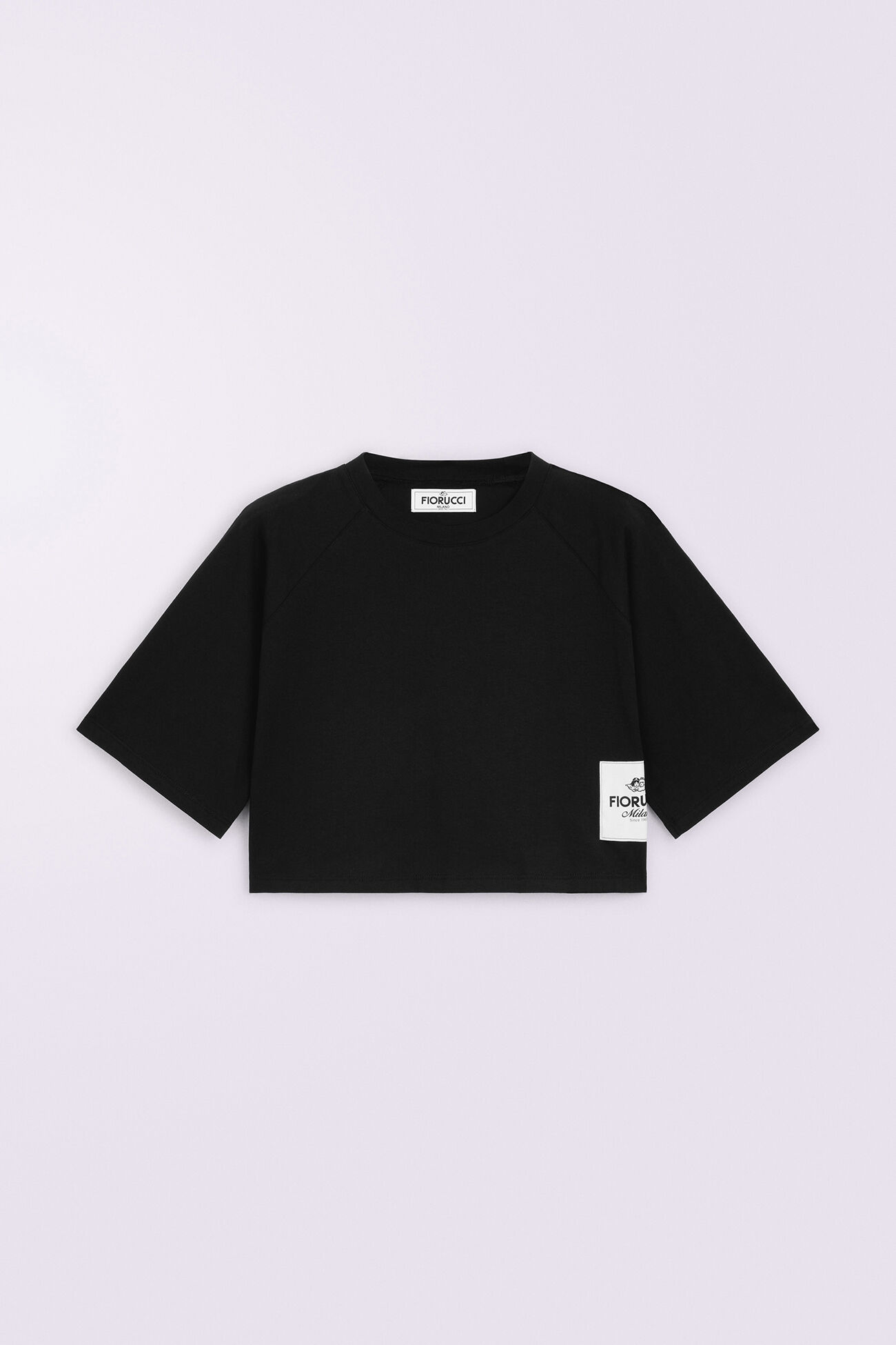 Logo Patch Crop T-Shirt Black