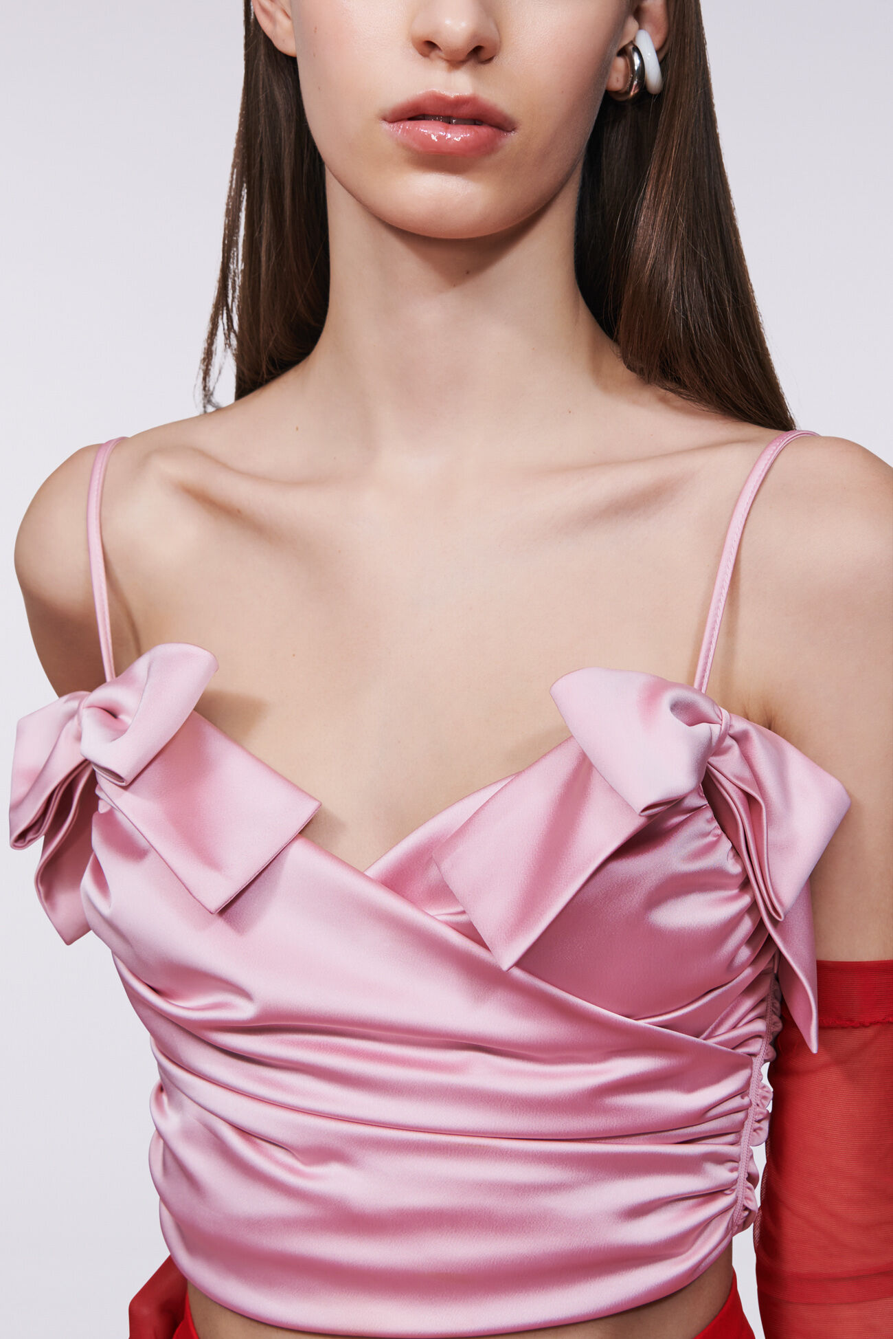 Satin Bow Bralette Pink