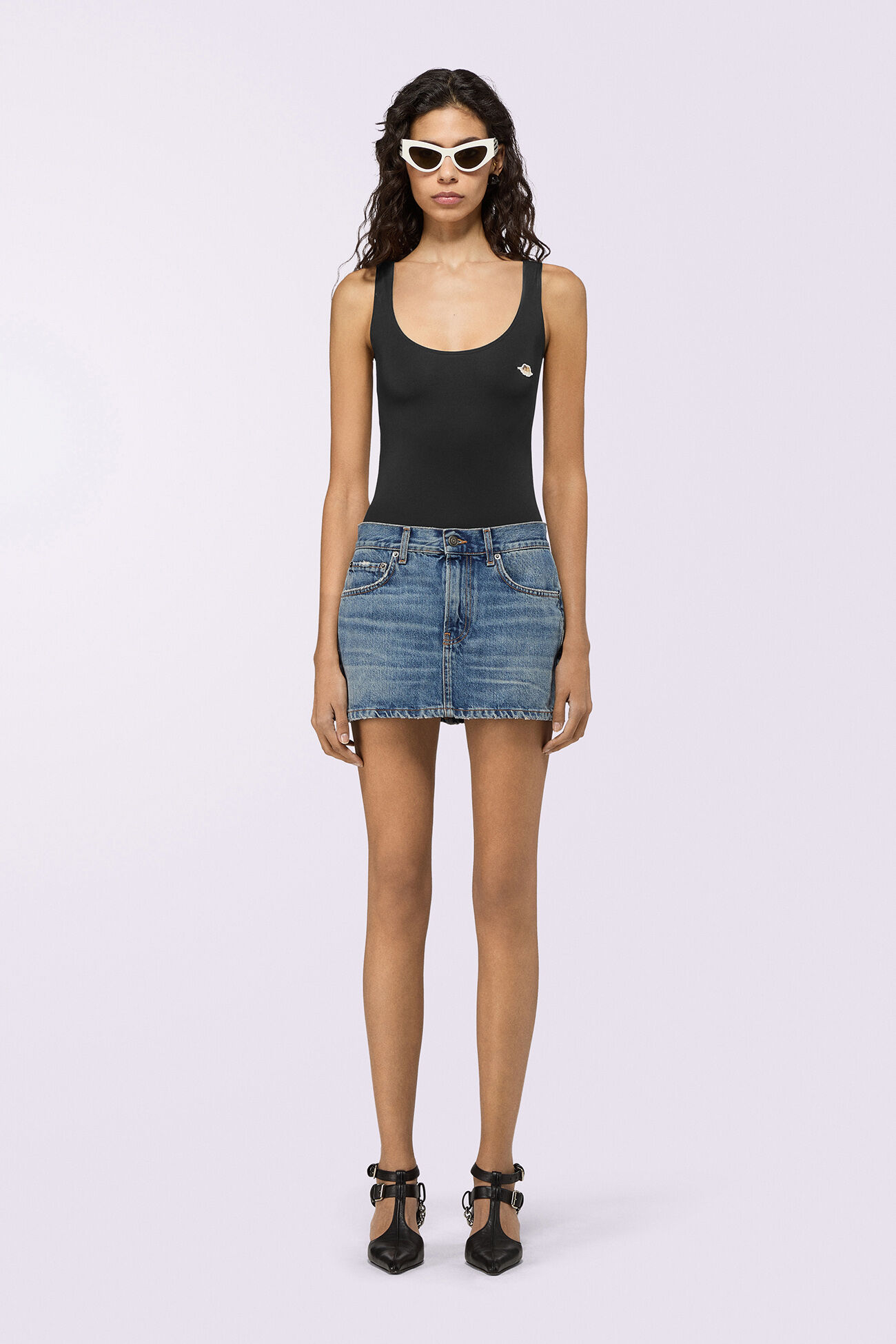 Denim Mini Skirt Mid Blue