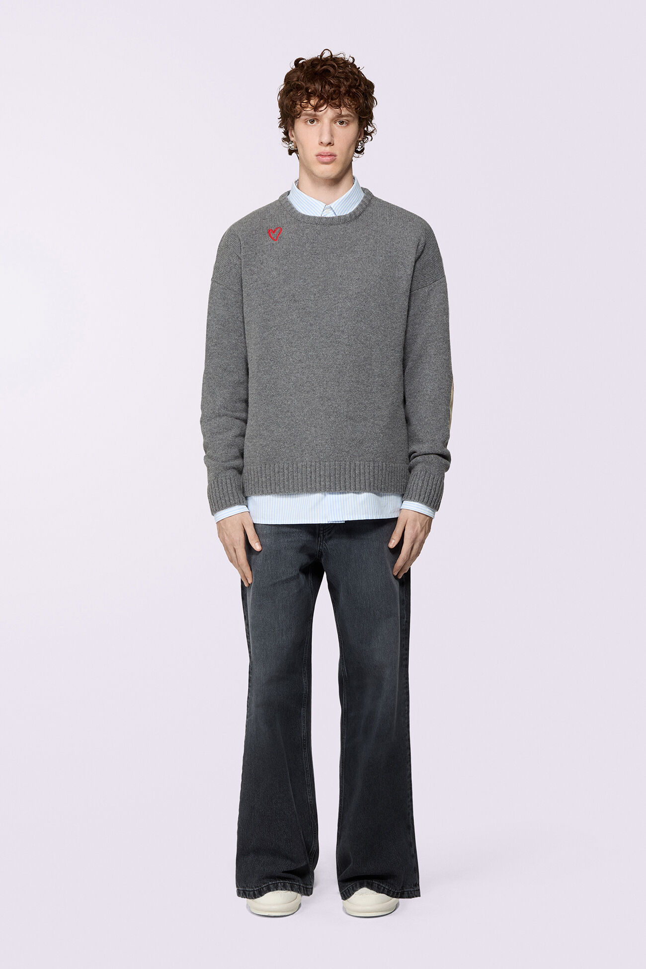 Cupid Patch Knit Jumper Grey