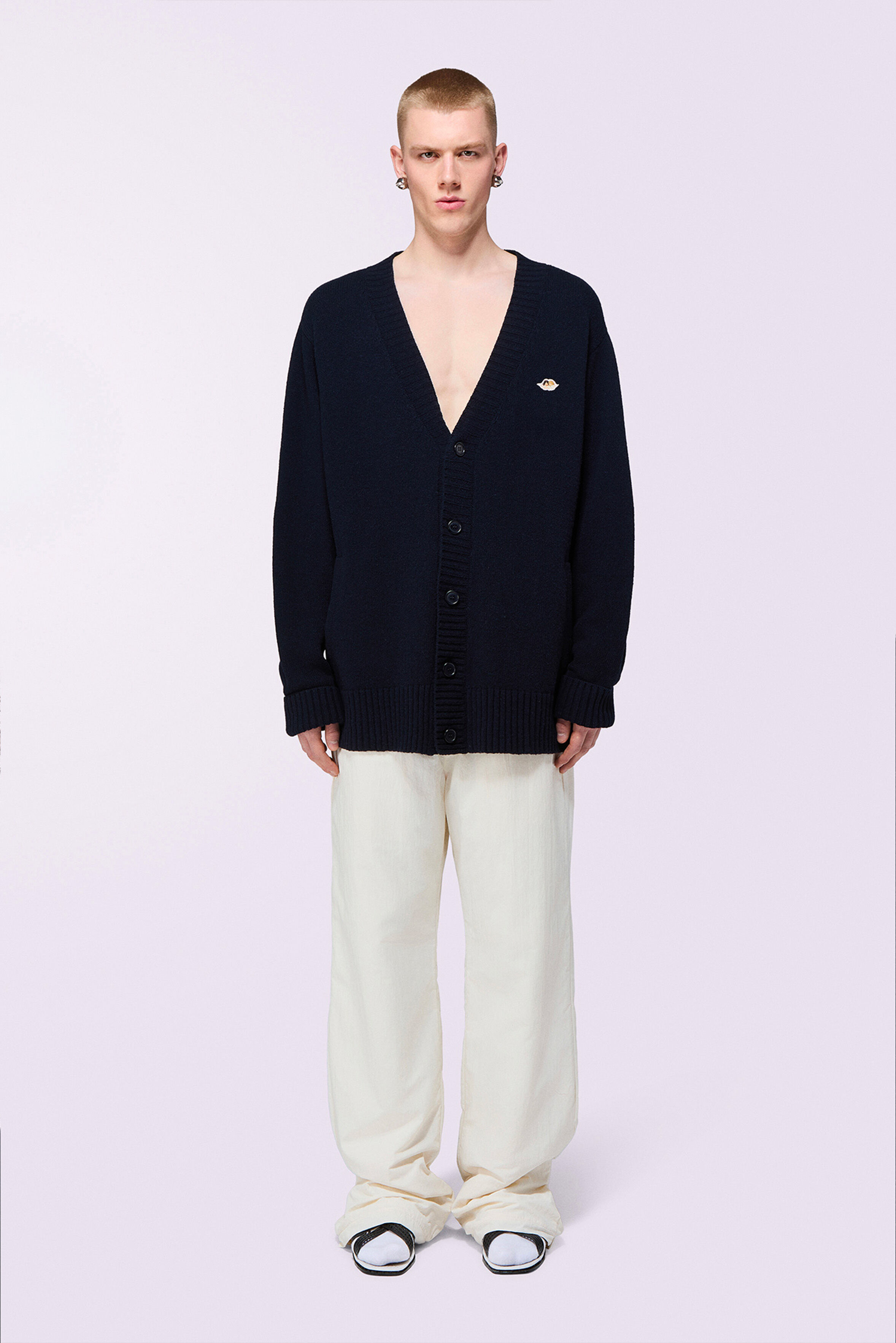 Angels Patch Oversized Cardigan Navy