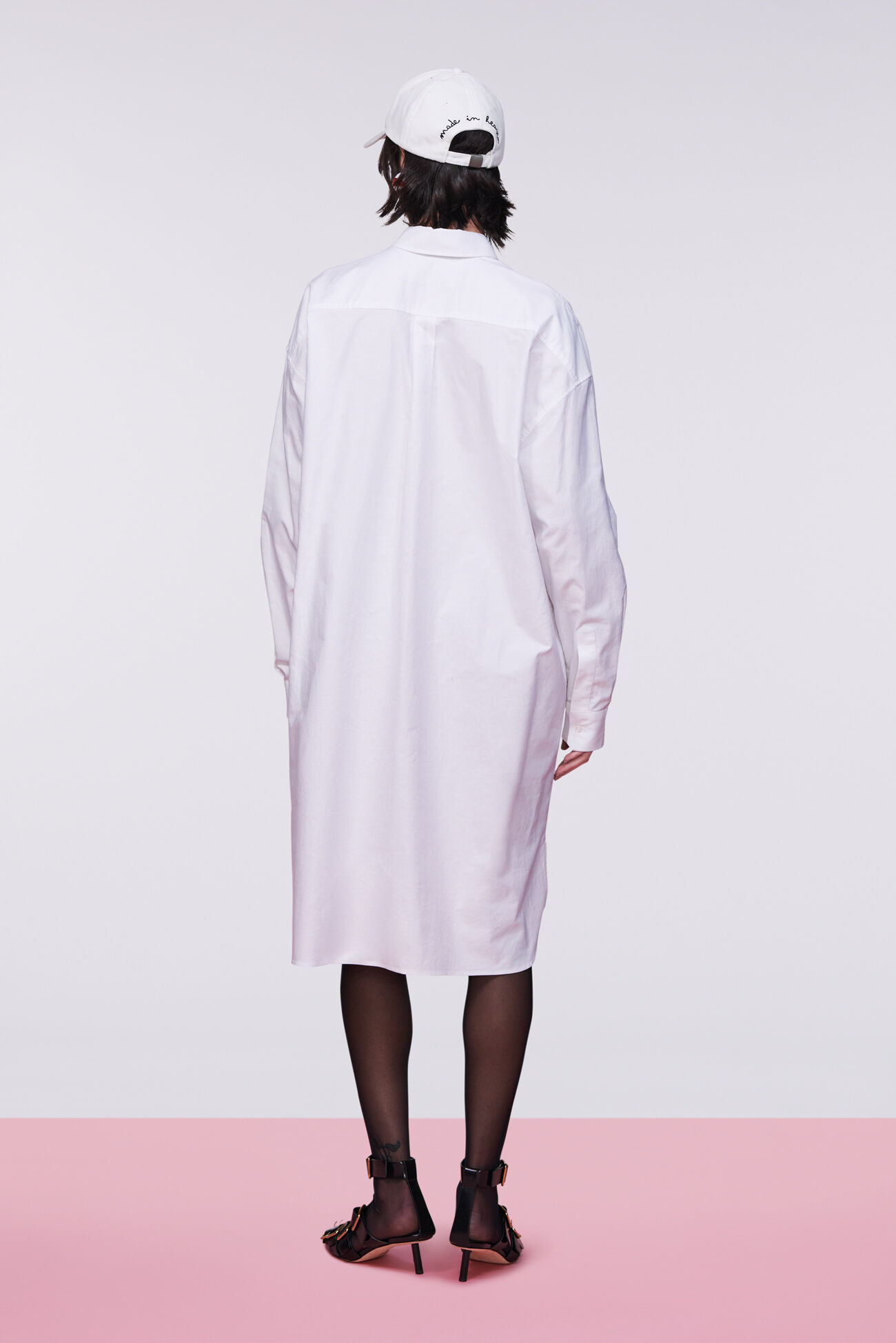 Embroidered Angels Midi Shirt Dress White
