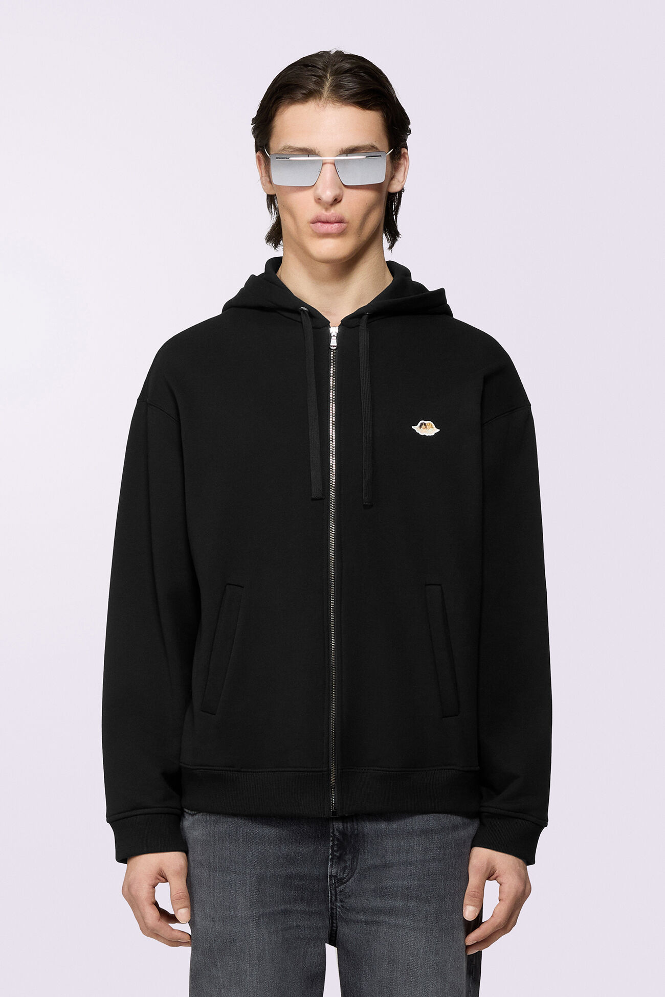 Angels Patch Zip-Up Hoodie Black