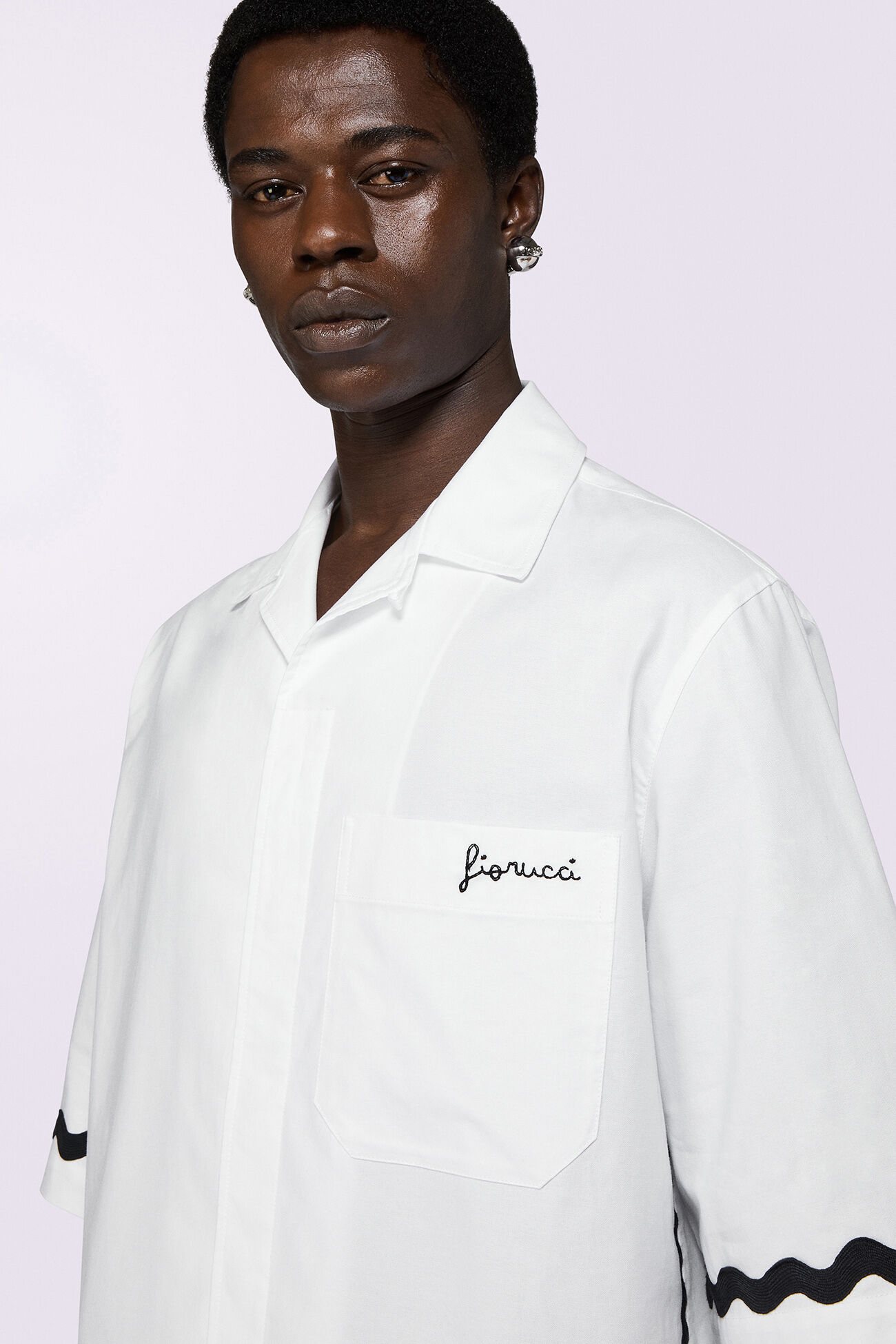 Embroidered Bowling Shirt White