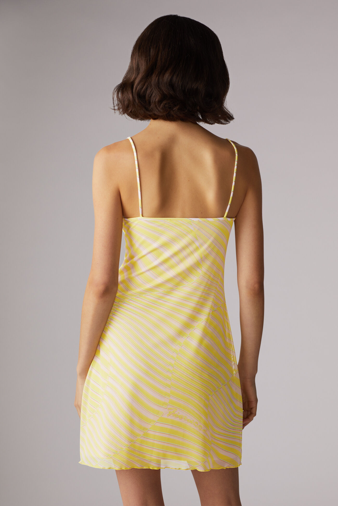 Wave Print Balconette Mini Dress Yellow