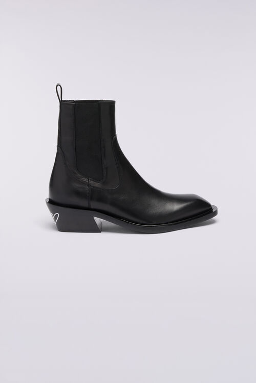 Men's Heart Leather Boots Black