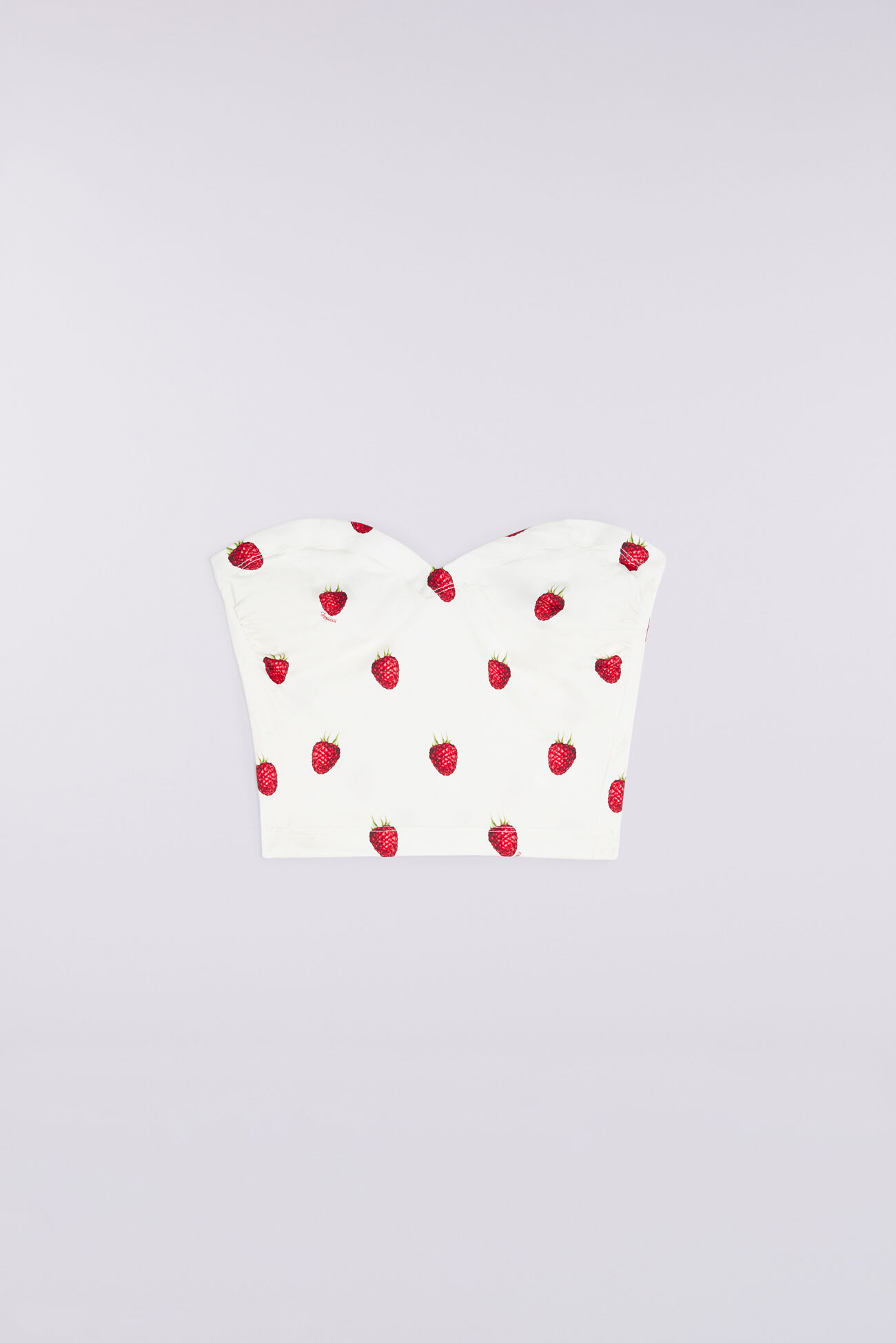 Raspberry Print Bustier Top White