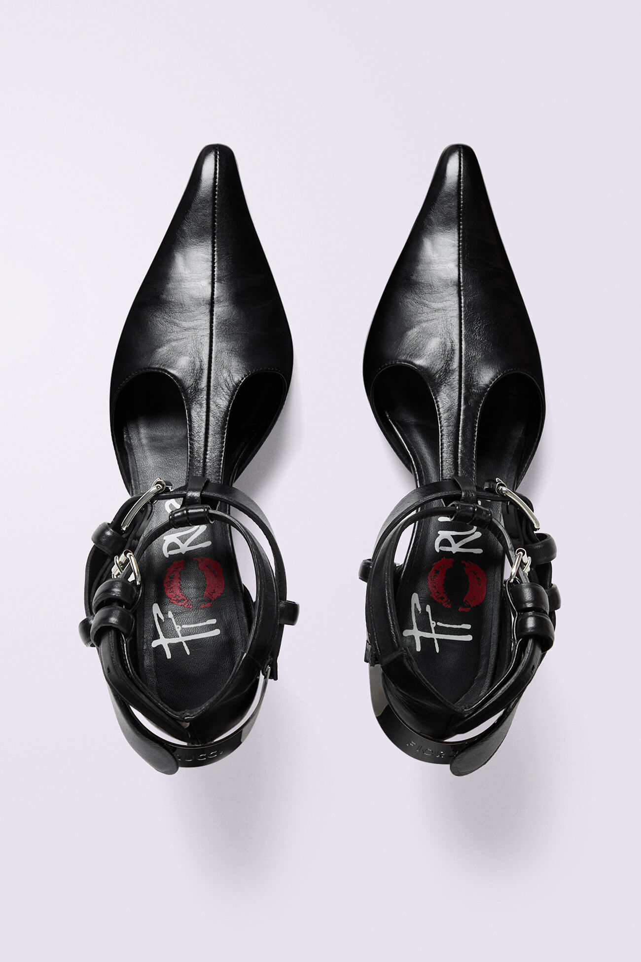 Buckle Chain Heels Black