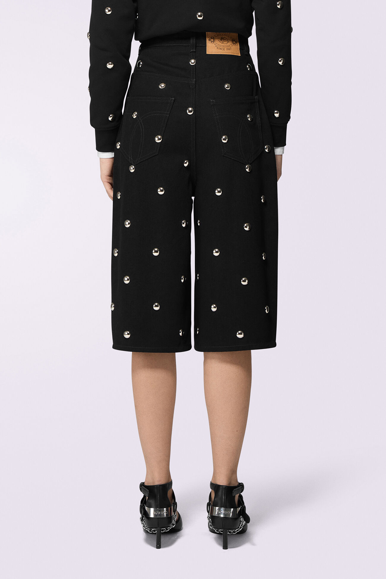 Stud Denim Bermuda Shorts Black