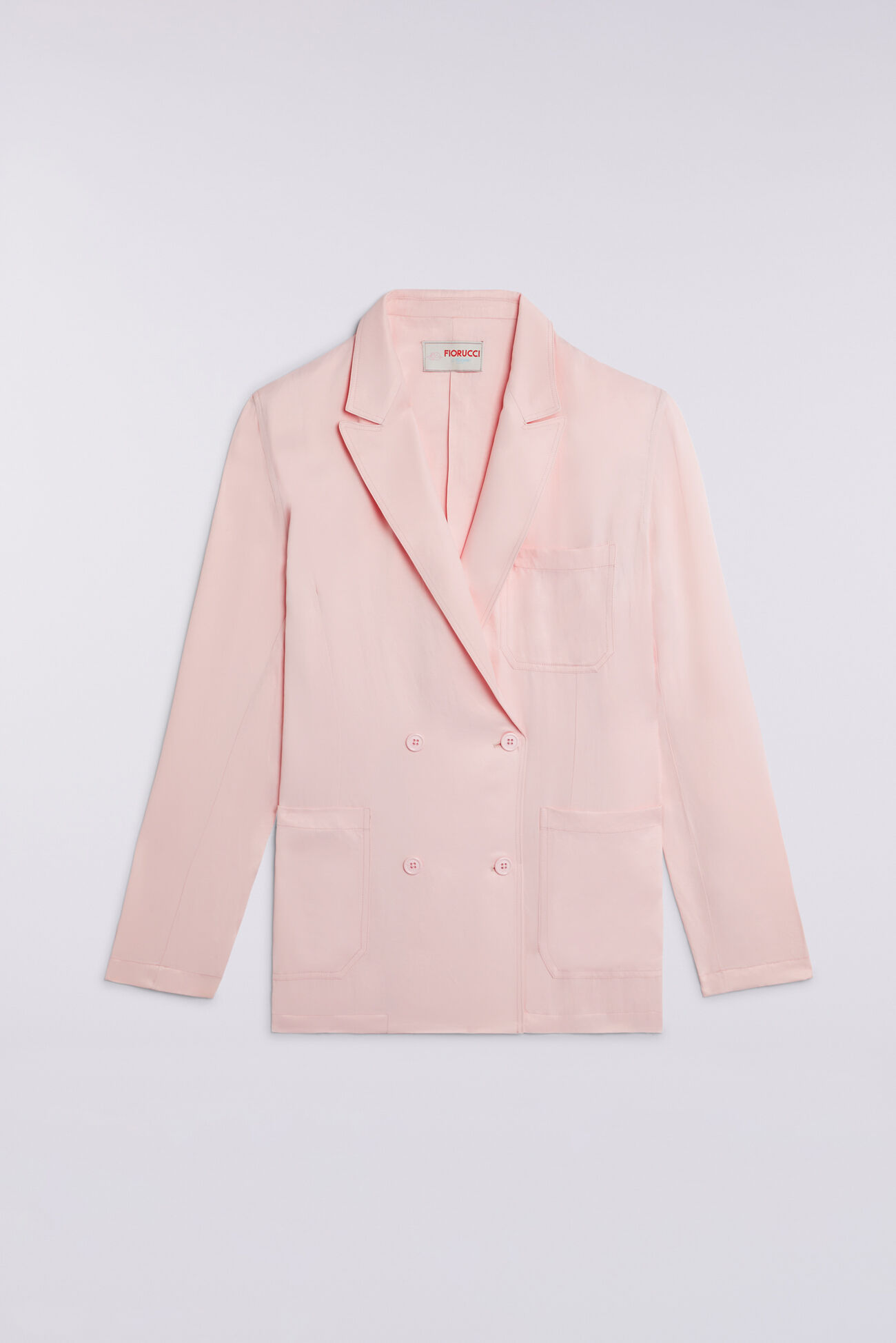Double Breasted Satin Blazer Pink