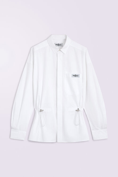 Unisex Label Patch Shirt White