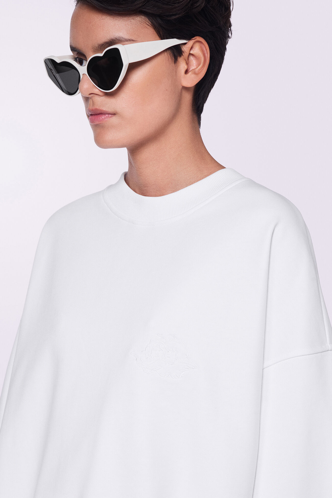 Unisex Angels Embroidered Sweatshirt White
