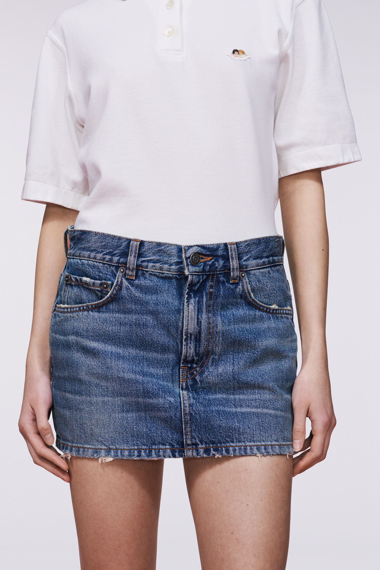 Denim Mini Skirt Mid Blue