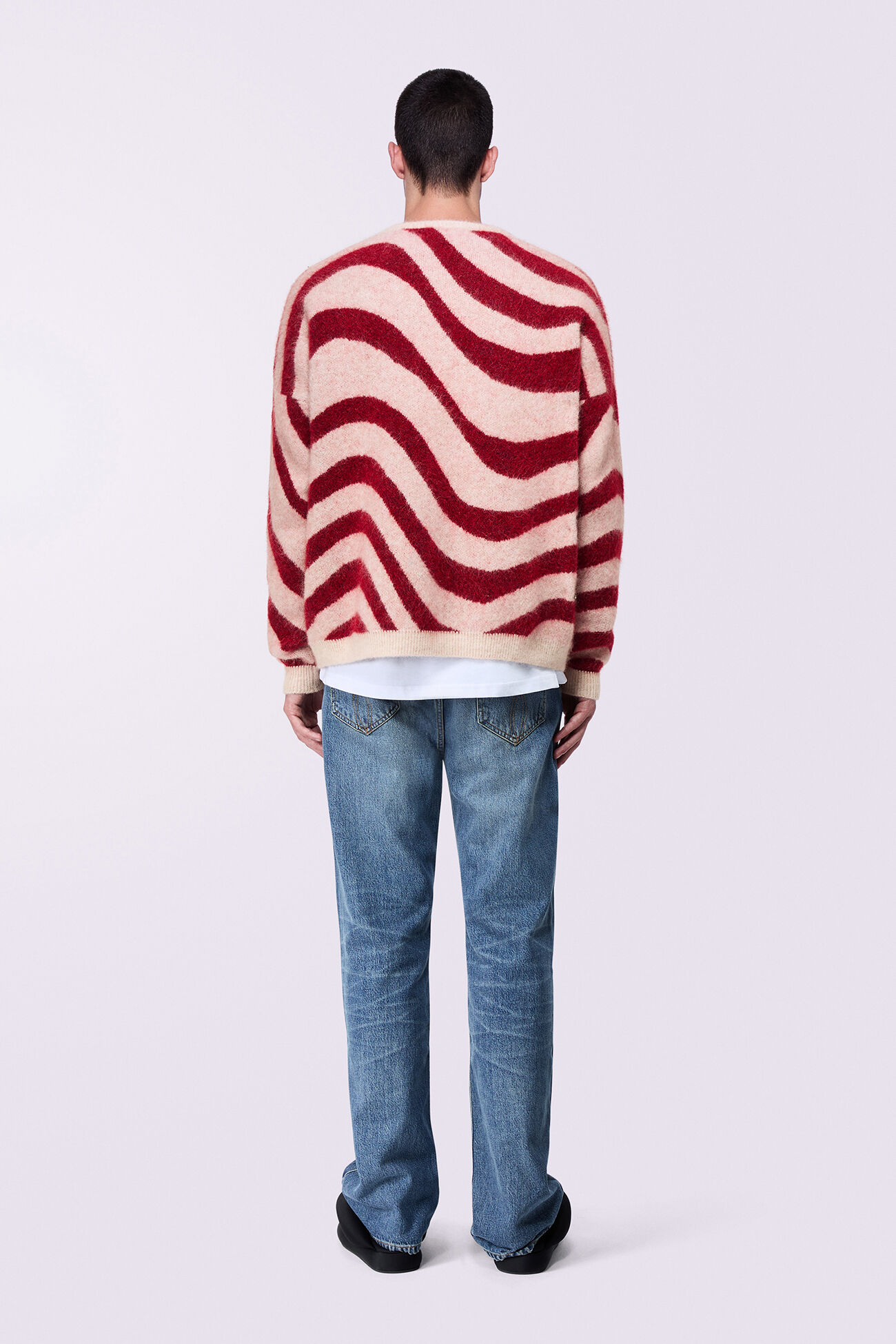 Unisex Candy Stripe Knit Jumper Red