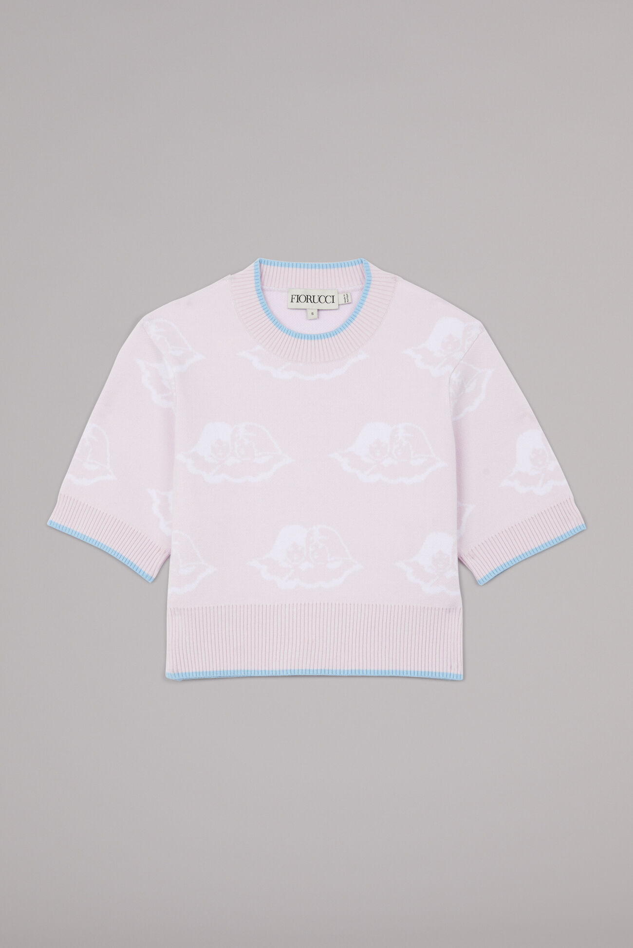All Over Angels Knit Crop Top Pink