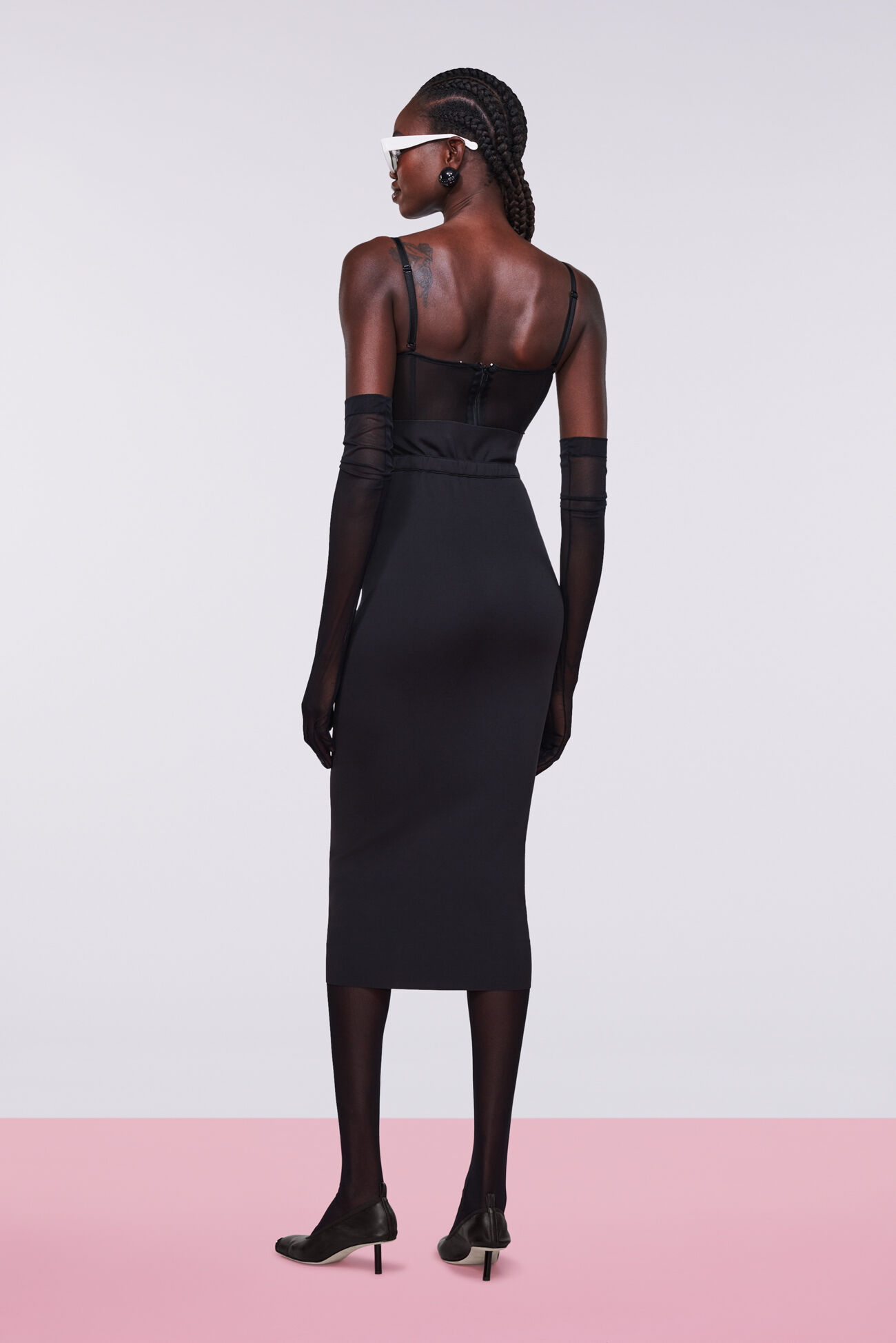 Ruffle Midi Skirt Black