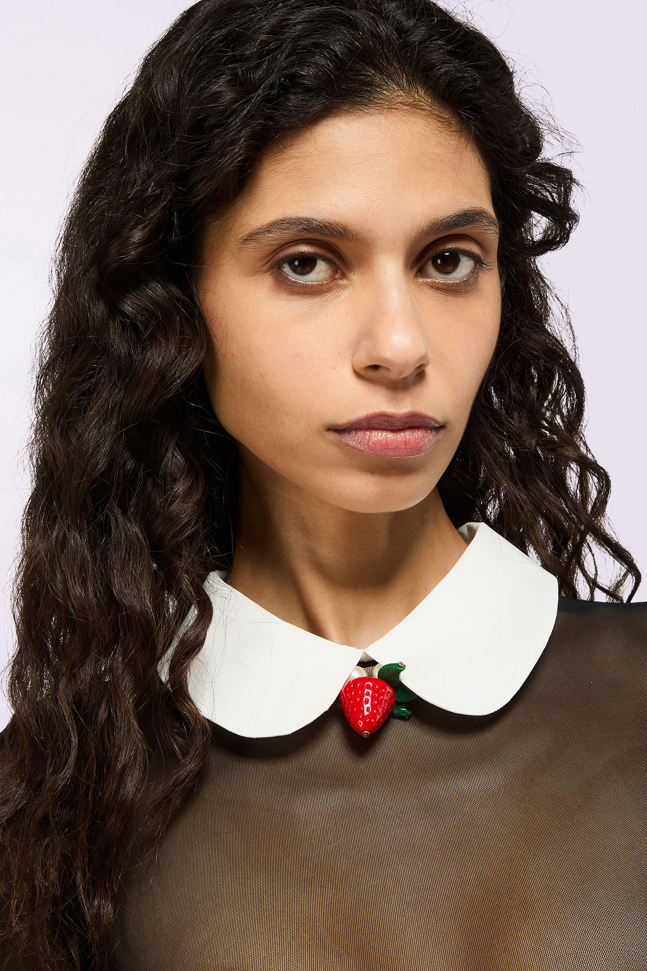 Tulle Collared Bodysuit Black