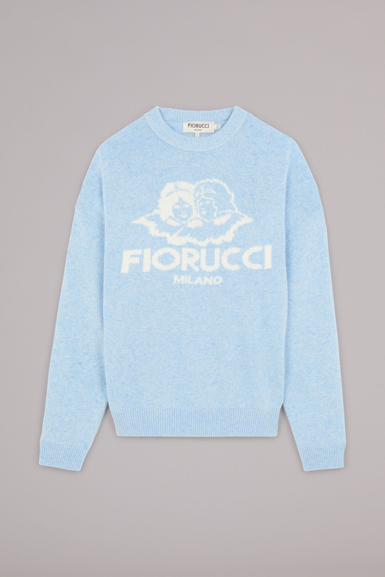 Fiorucci Intarsia Knit Sweater in Blue Monogram