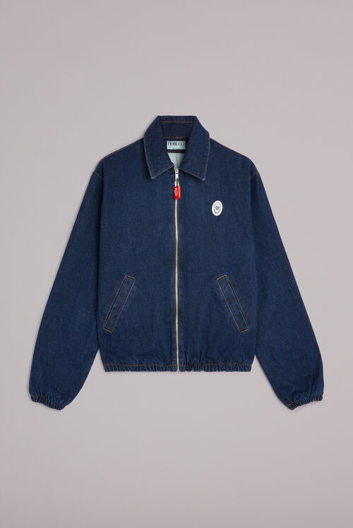 Unisex Logo Patch Denim Jacket Mid Wash