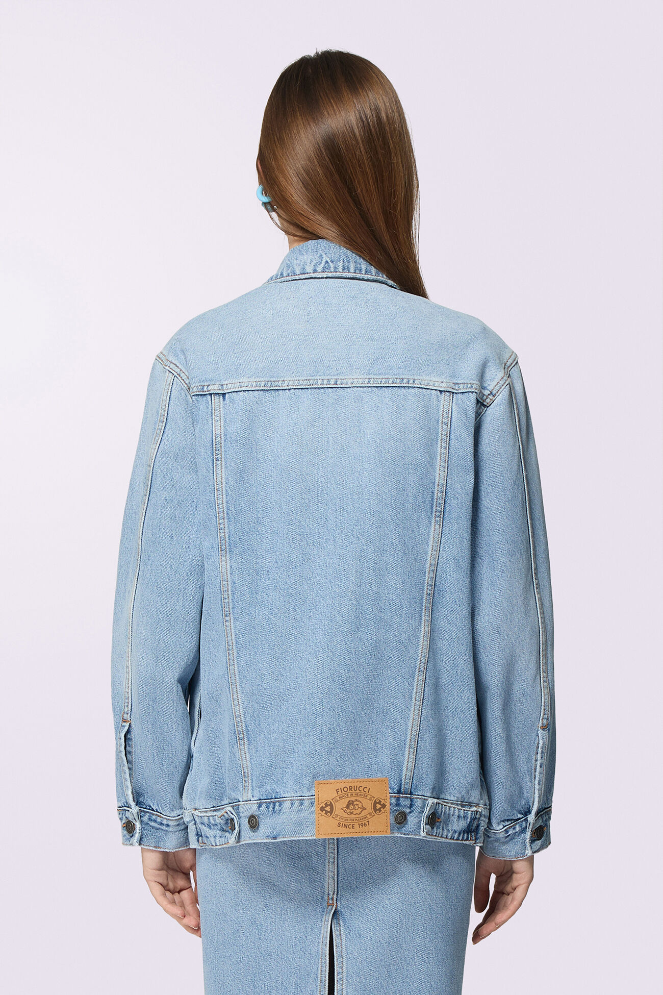 Heart Pocket Denim Jacket Light Blue