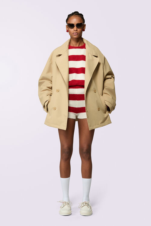 Stripe Crop Knit Jumper Red