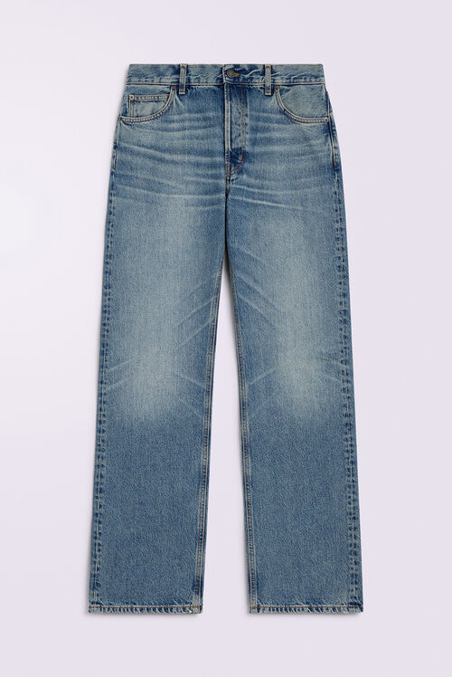 Unisex Heart Graphic Straight Fit Jeans Mid Blue