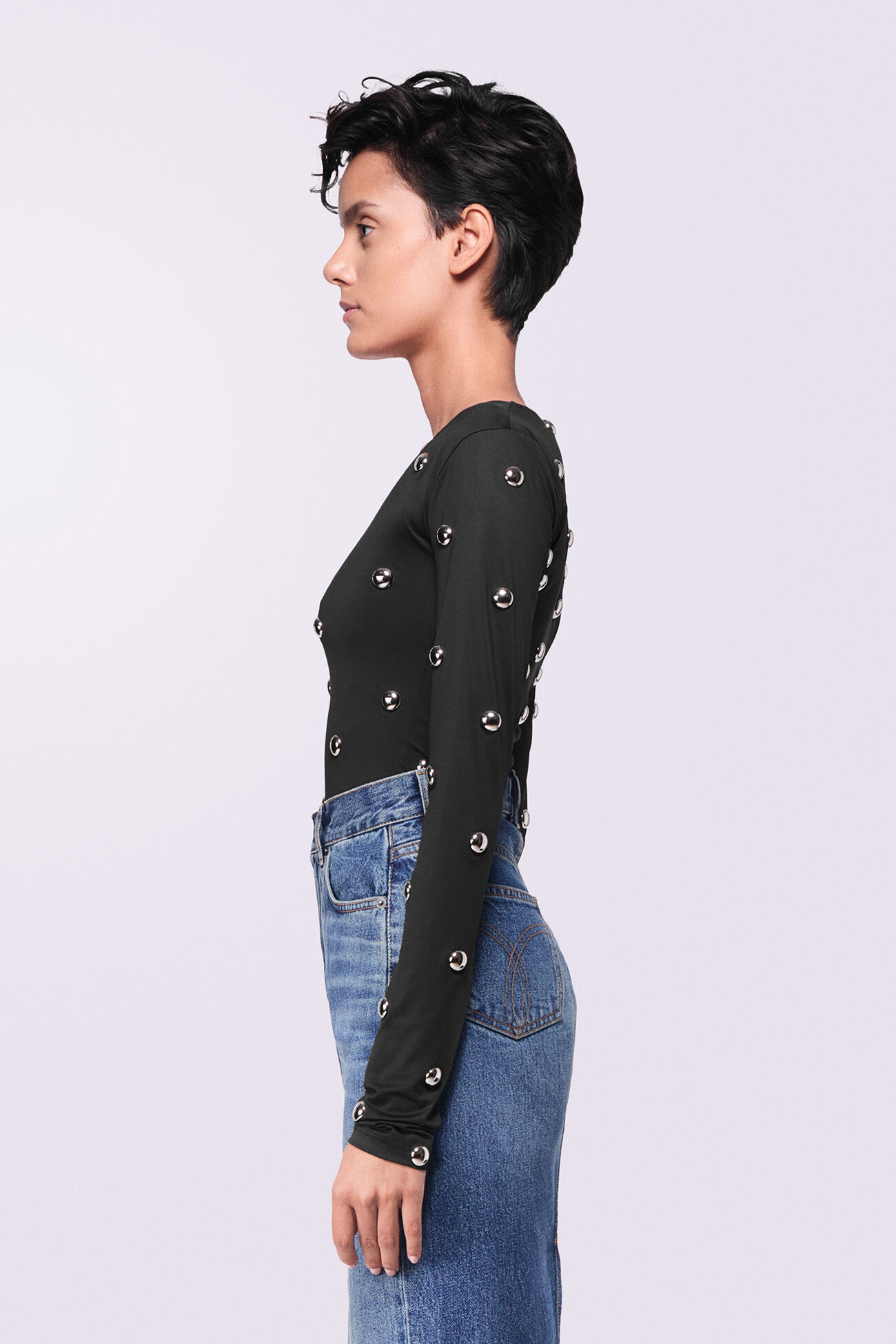 Stud Bodysuit Black