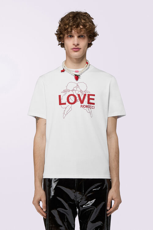 Kissing Angels Love Print Regular T-Shirt White