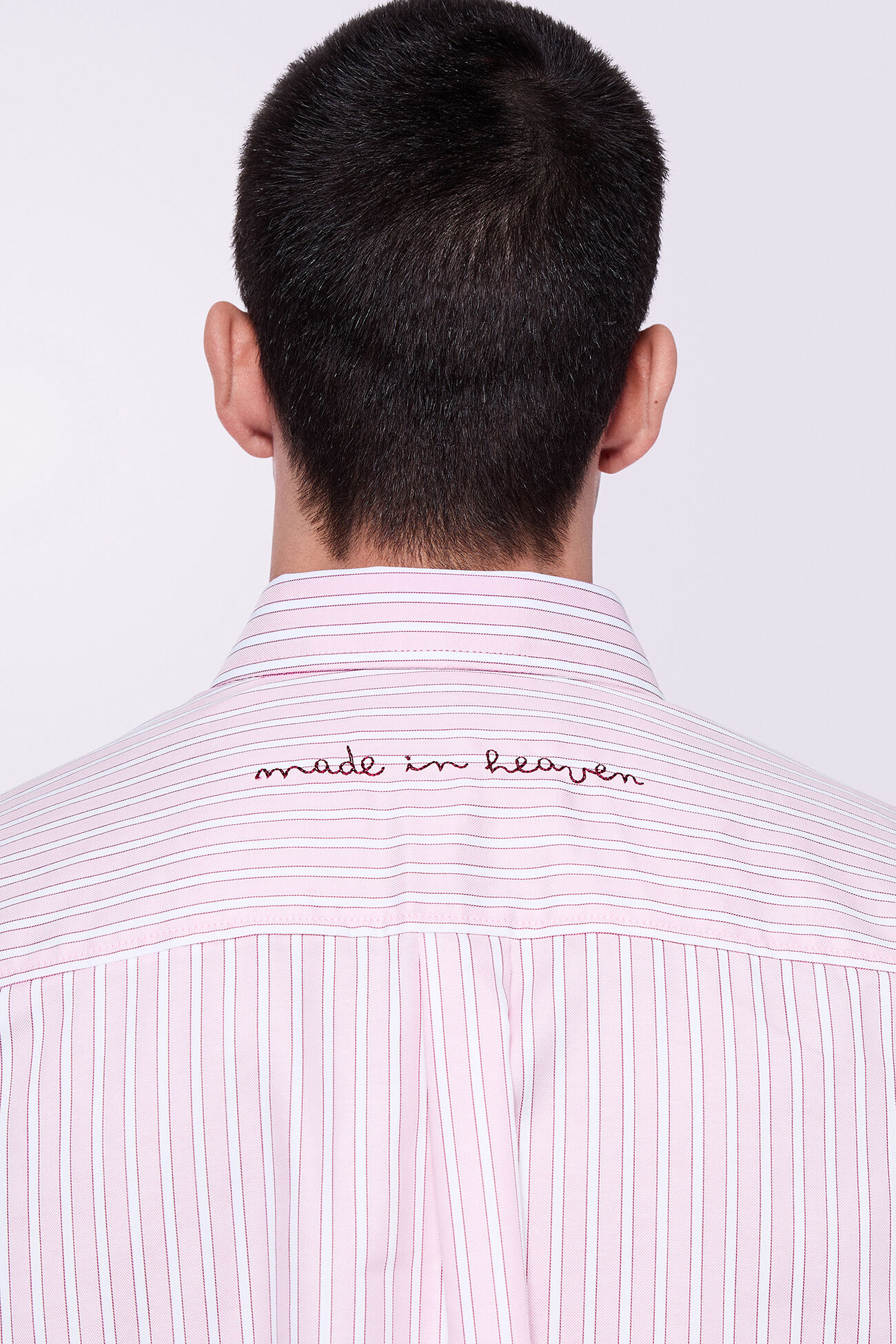 Embroidered Angels Stripe Shirt Pink