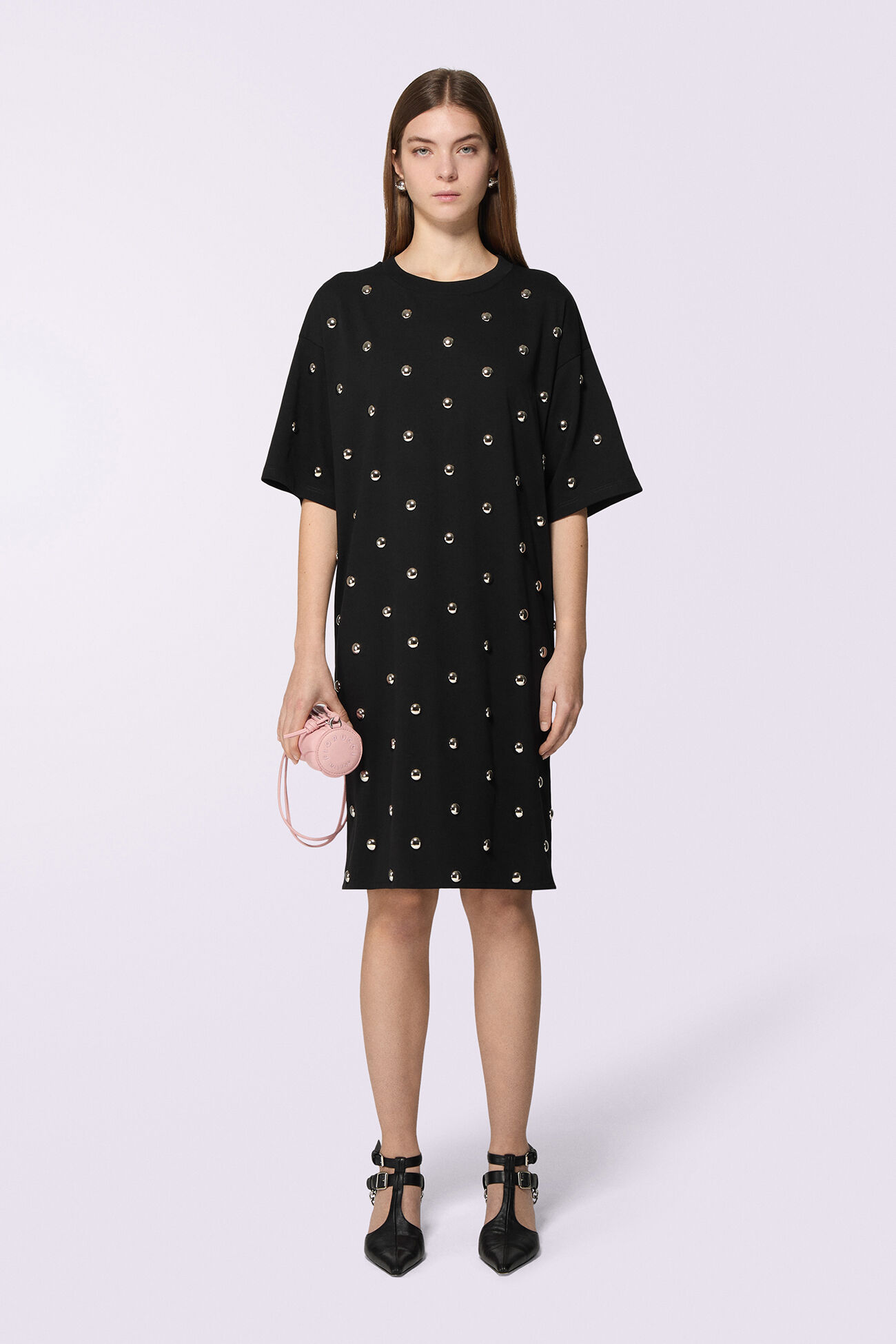 Stud Midi T-Dress Black